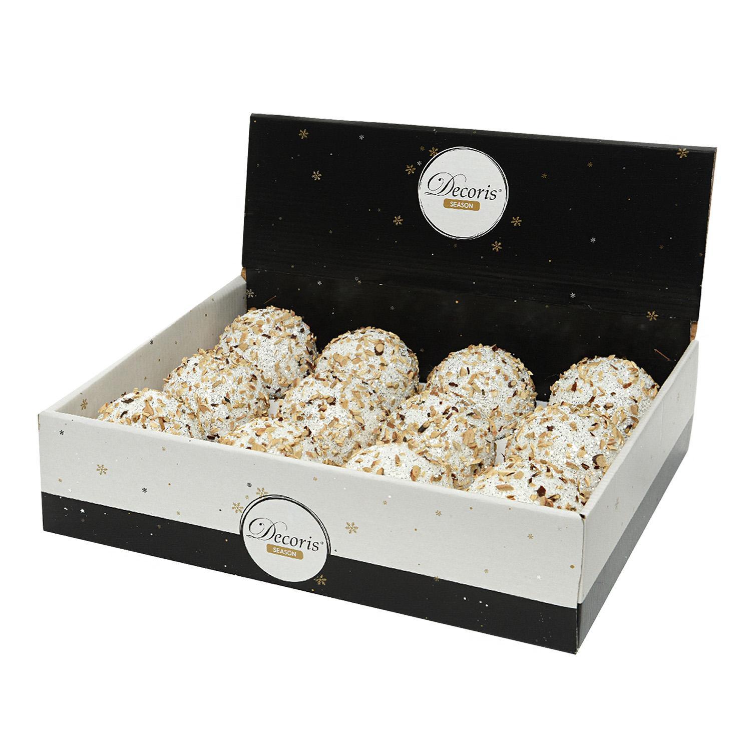 Шар белый с блестками и деревянной крошкой d8см