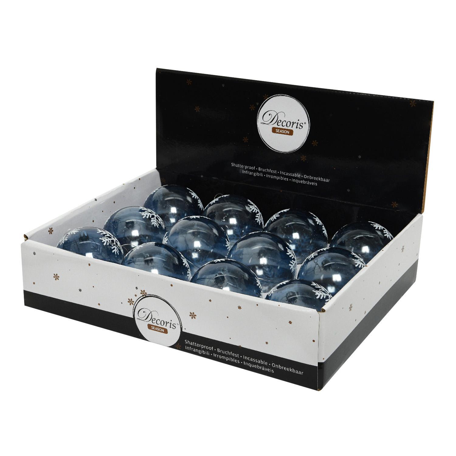 Шар прозрачный с синим градиентом и снежинкой d8см