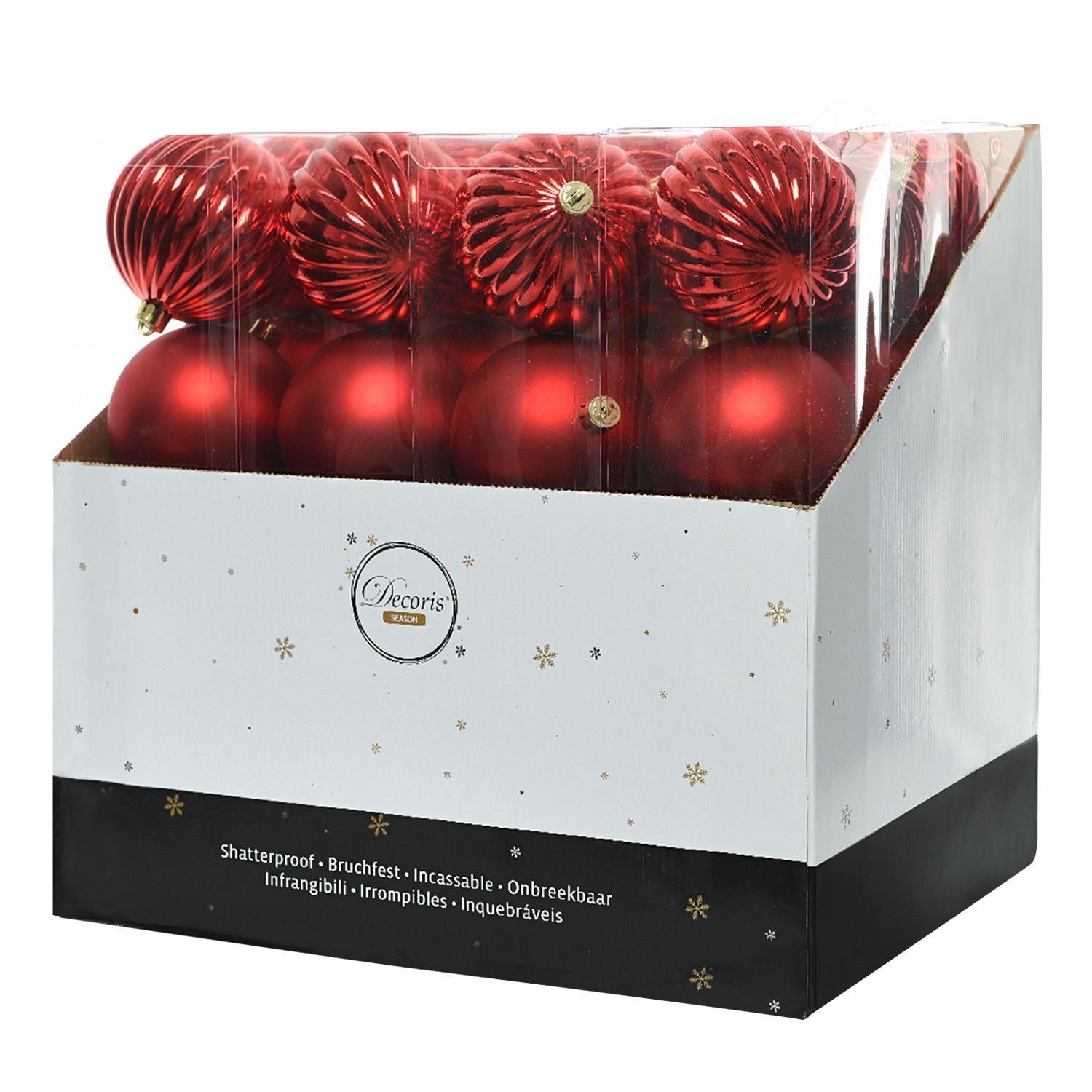 Шар красный глянцевый/матовый/с блеском d10см 4шт/уп