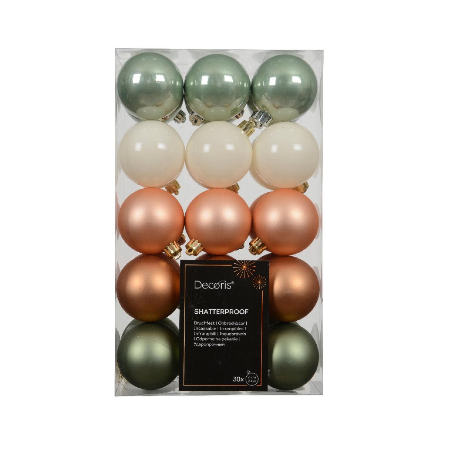 Шар мятный/белый/персиковый/бренди/зелёный розмарин   эмаль/матовый d6см 30шт/уп