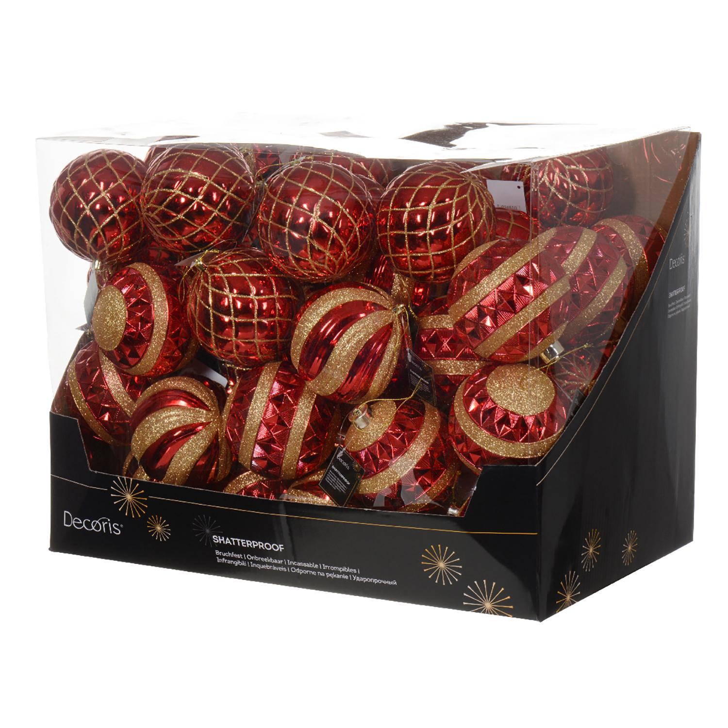 Шар золотисто-красный глянцевый с горизонтальным узором d12см