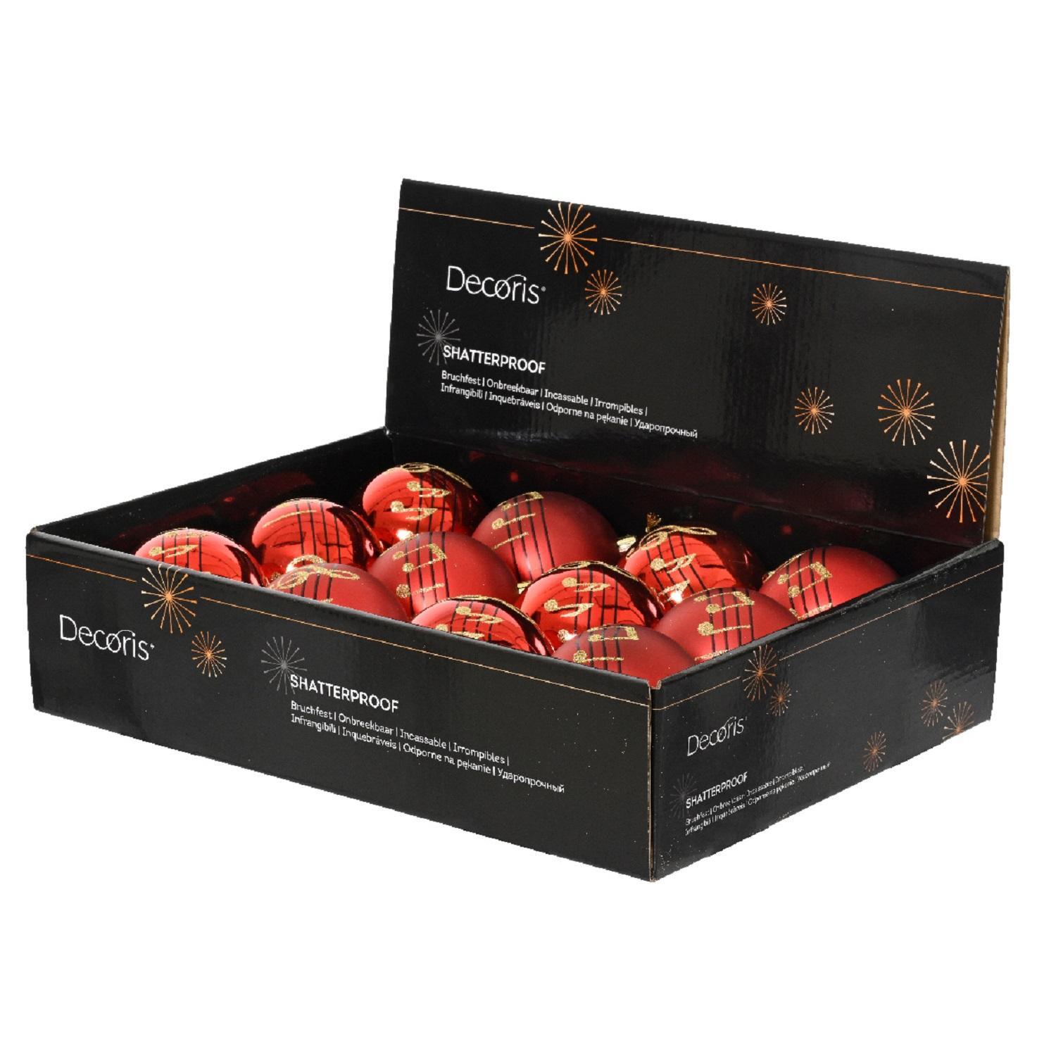 Шар с нотками красный d8см 2 в ассорт