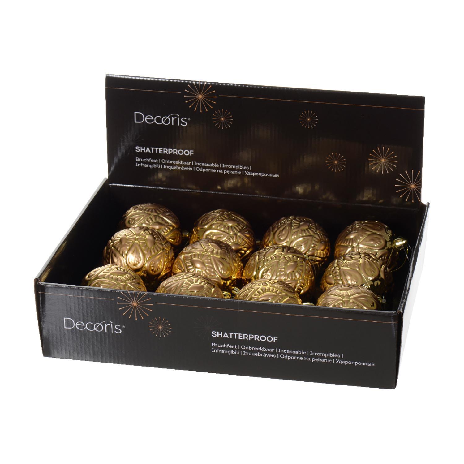 Шар золотистый матовый с рельефным узором d8см