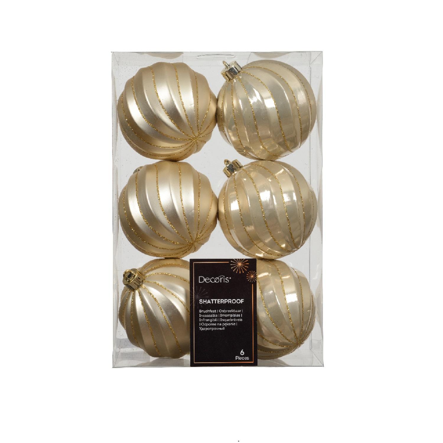 Шар перламутровый с золотистыми линиями глянцевый/матовый d8см 6шт/уп