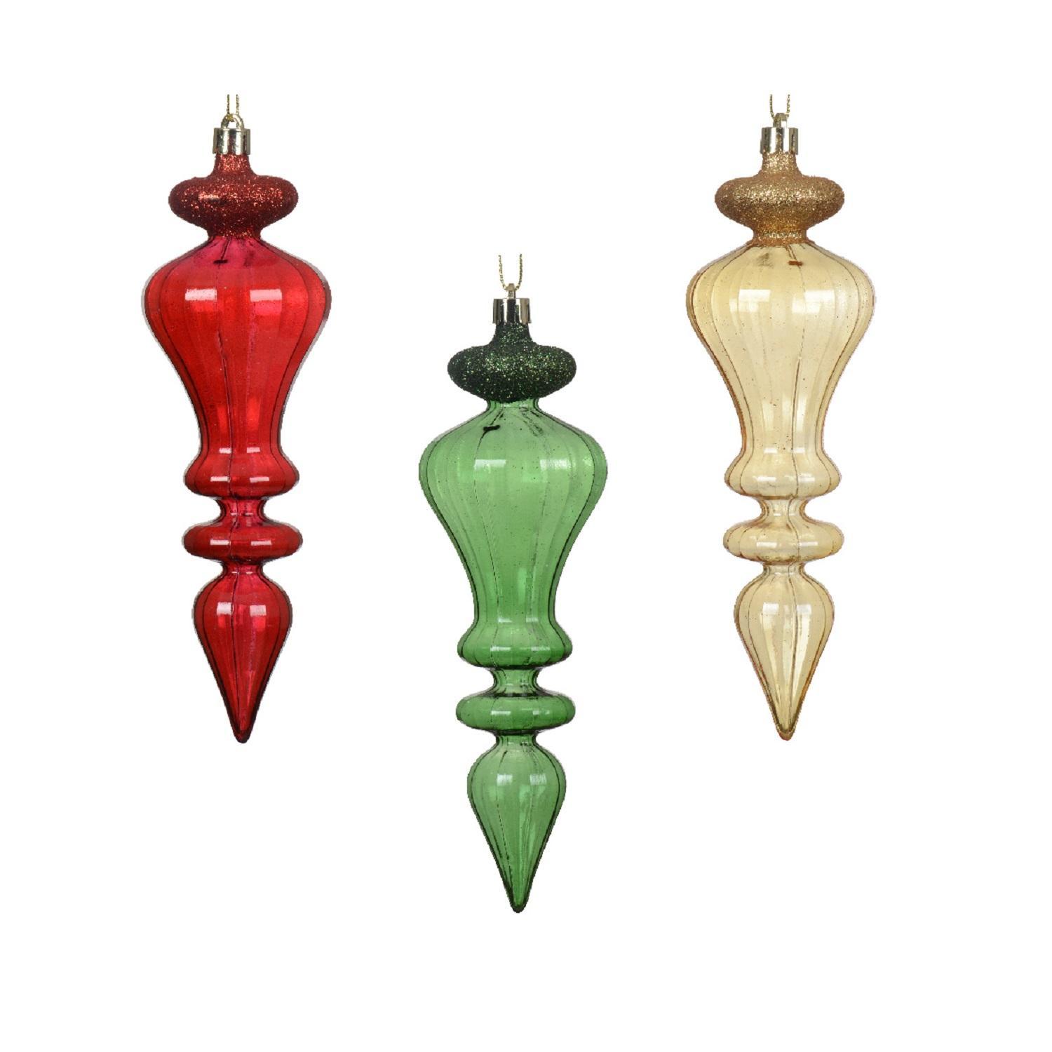 Декор Подвеска Орнамент зеленый/красный/янтарный 19см 3 в ассорт