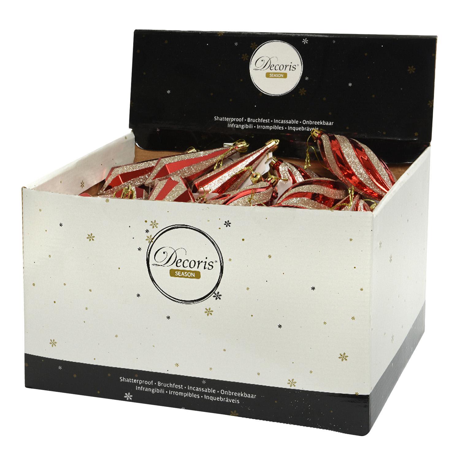 Декор Подвеска красно-золотая в полоску 11,5/13,5см 4 в ассорт