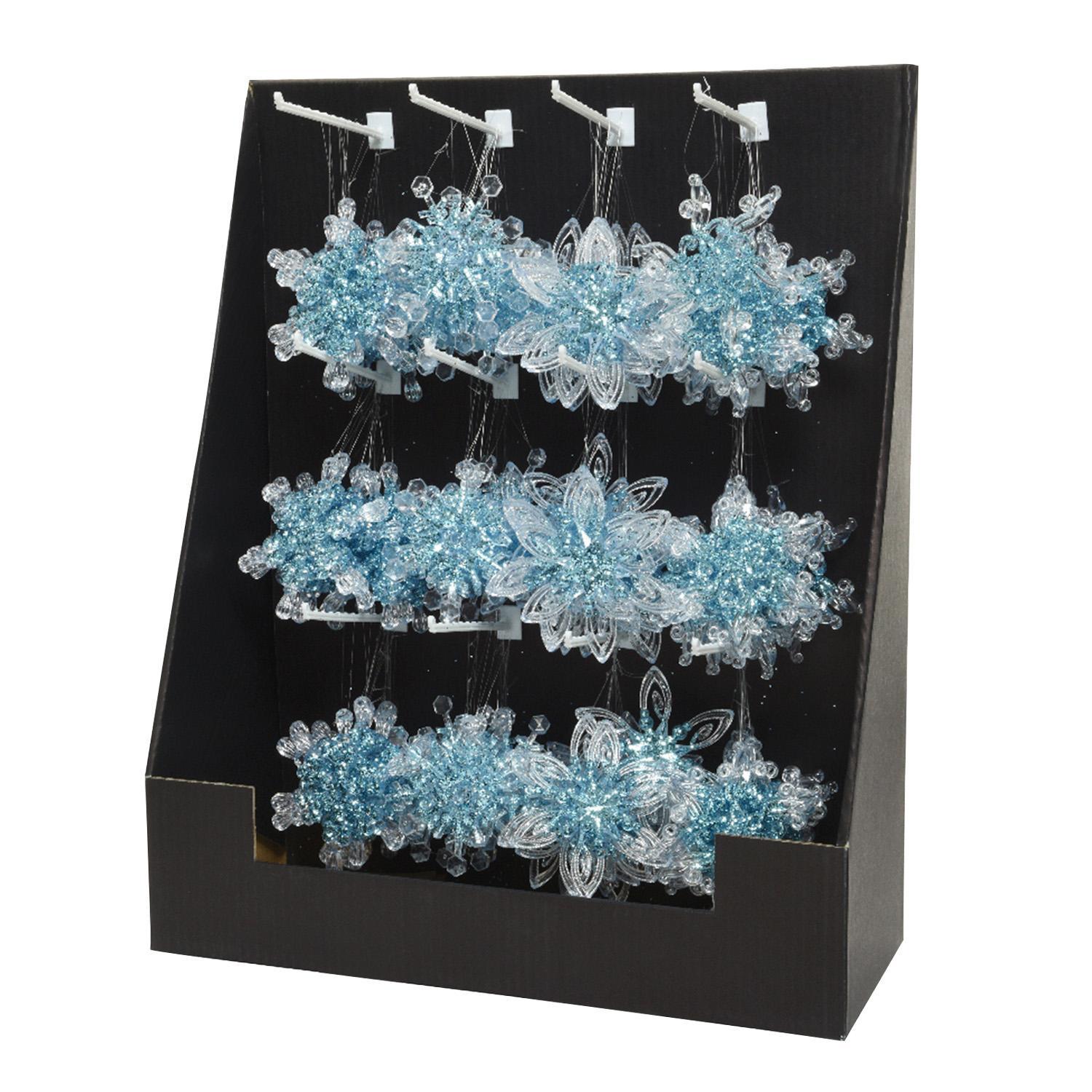 Декор Снежинка прозрачно-бирюзовая 12,0см 4 в ассорт