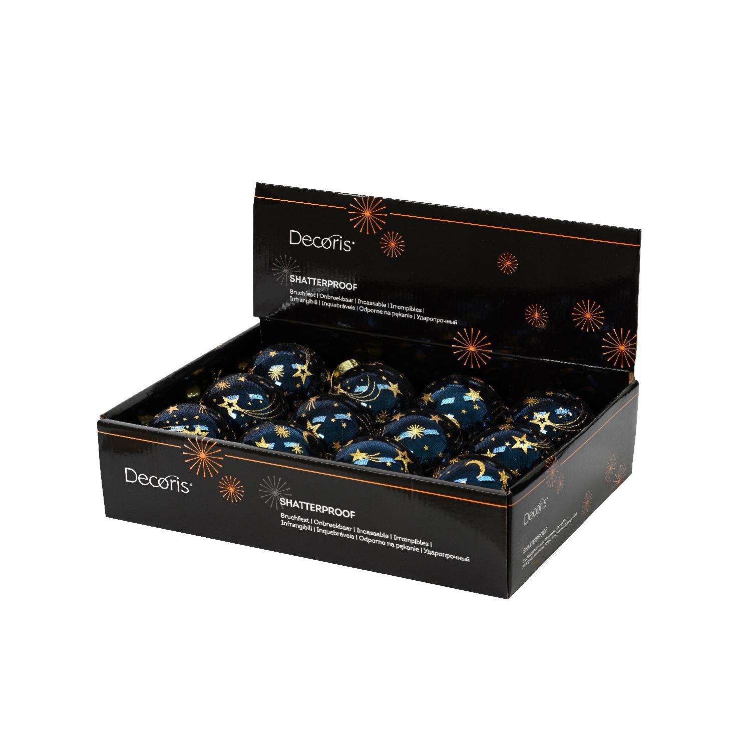 Шар Звёздное небо синий с золотыми звёздами d8см