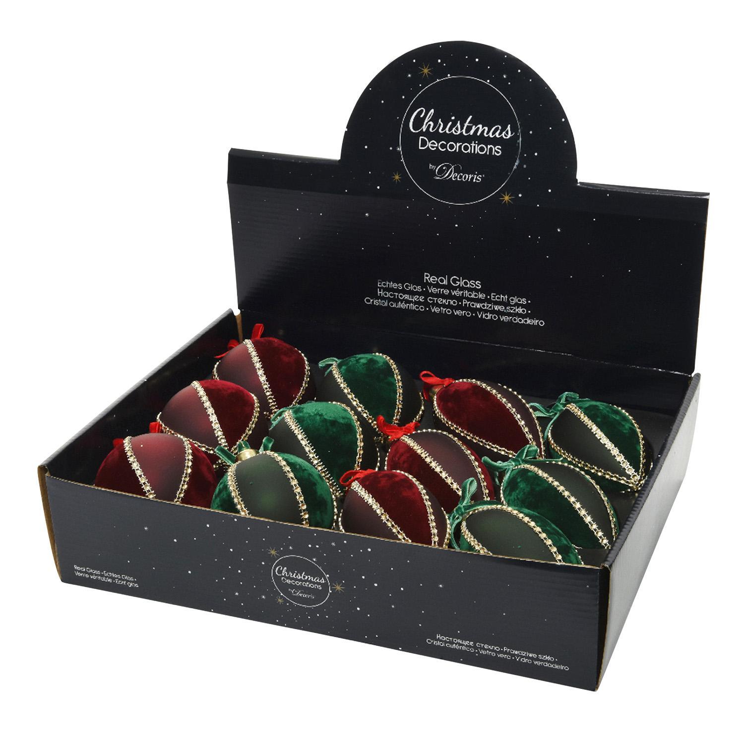 Шар/ Олива стекло зеленый/красный d8см 4 в ассорт