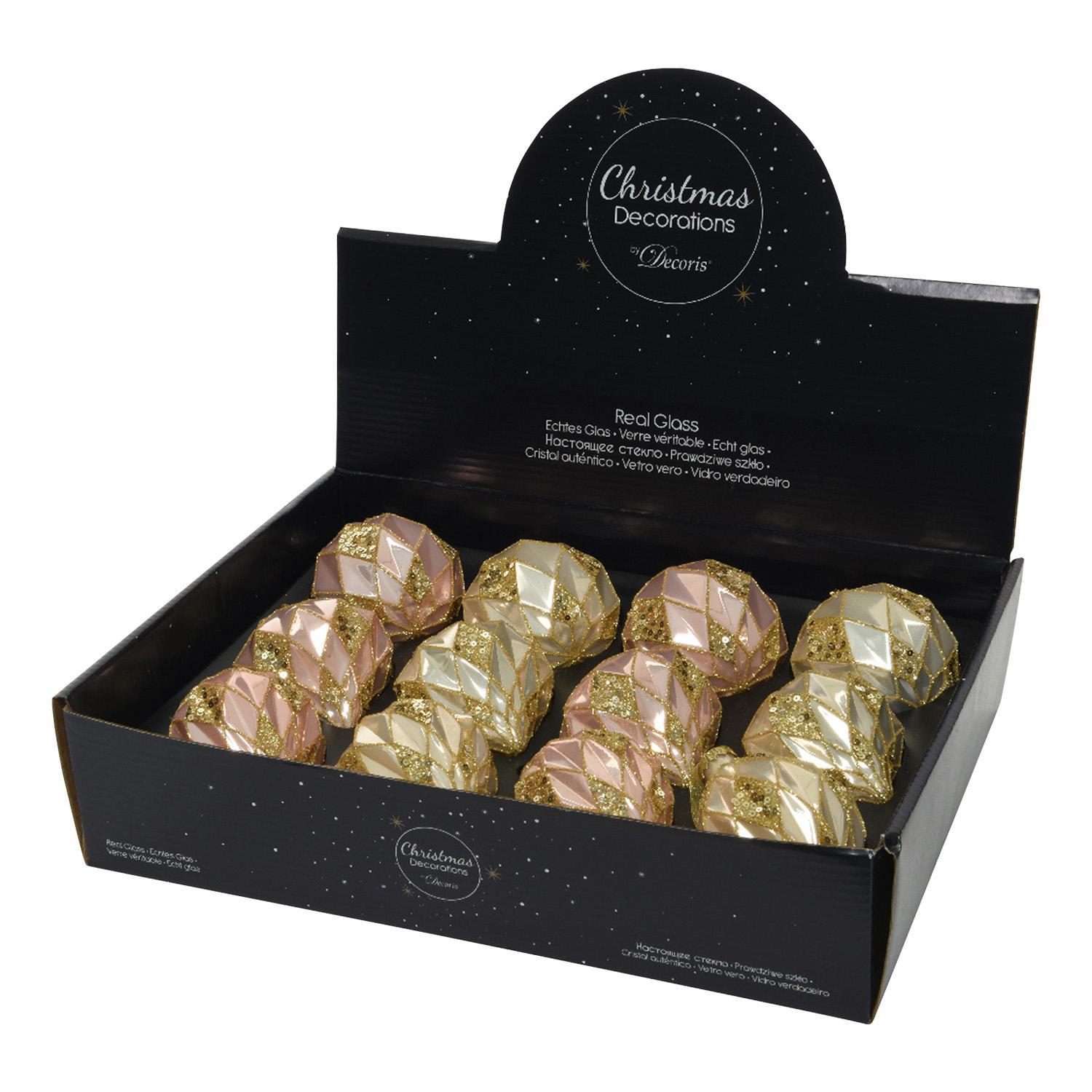 Шар/ Лук/ Олива стекло розовые/перламутровые d8см 6 в ассорт