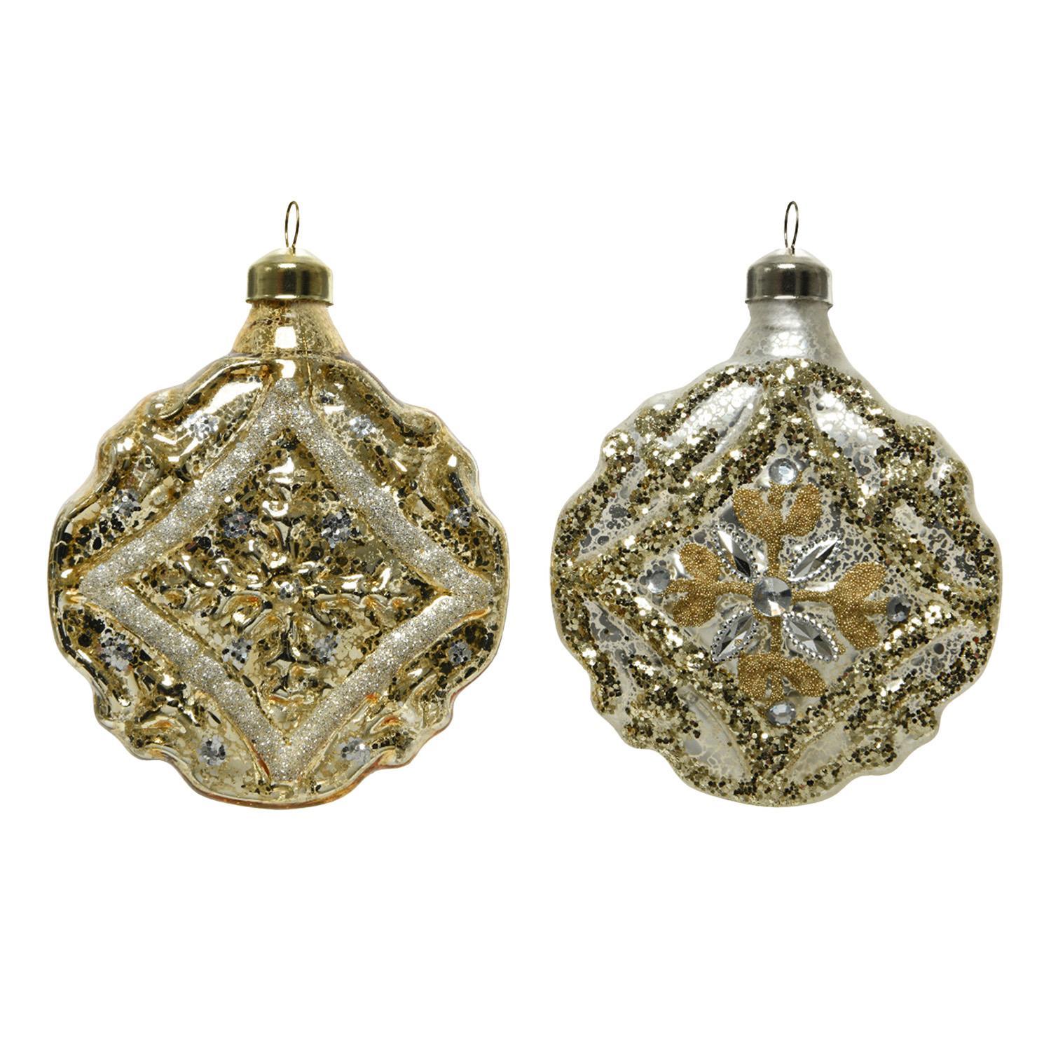 Шар стекло серебристый/золотистый d10см  2шт/уп 2 в ассорт