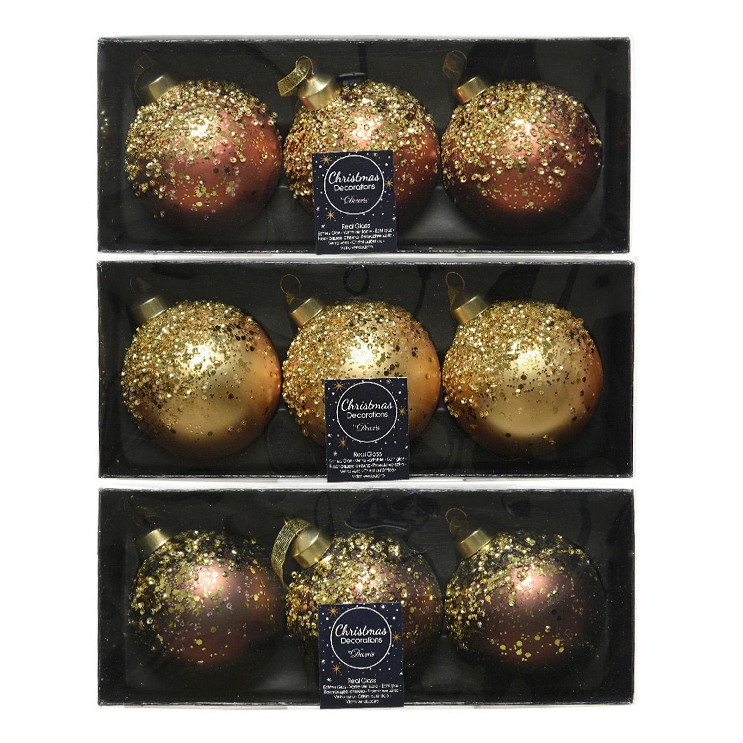 Шар стекло терракотовый/коричневый/золотой d8см 3шт/уп 3 в ассорт