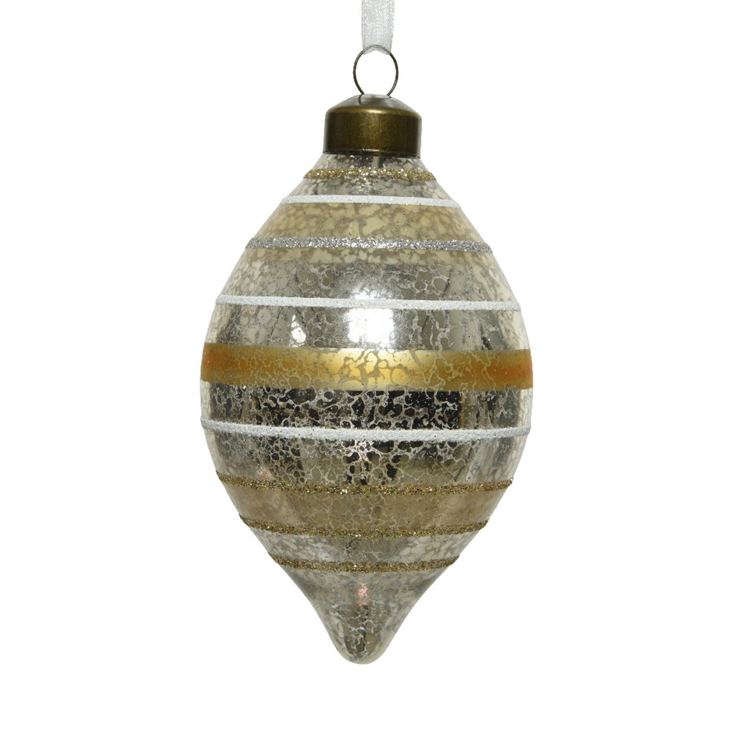 Декор Олива стекло серебристо-золотистая 10см 2шт/уп