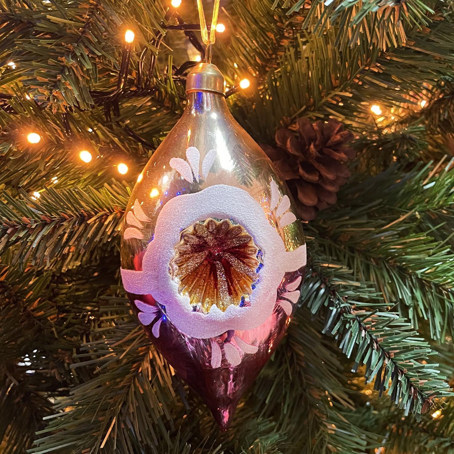 Декор Конус стекло розовый/бирюзовый с углублением Ретро 15см 2 шт/уп