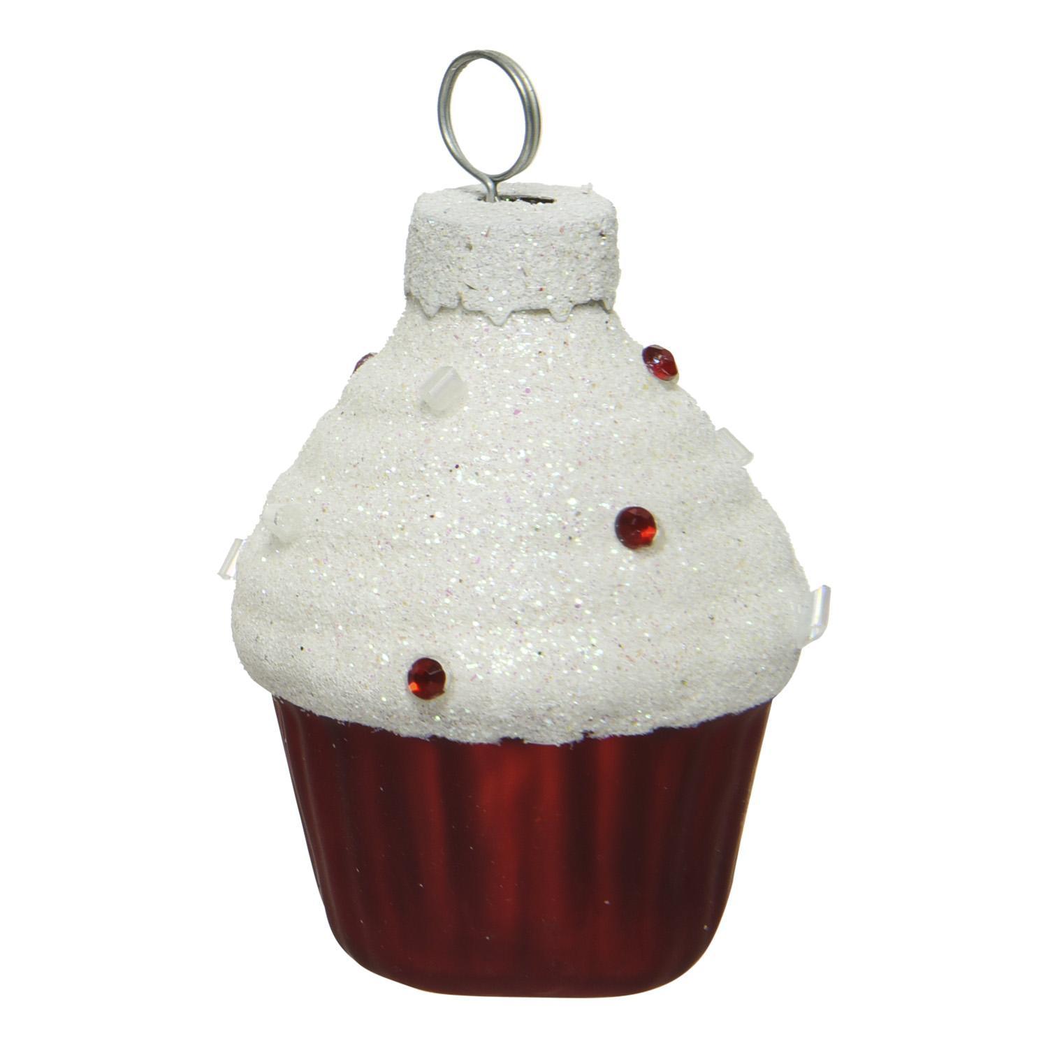 Декор Кекс стекло красно-белый d5,6см 6шт/уп