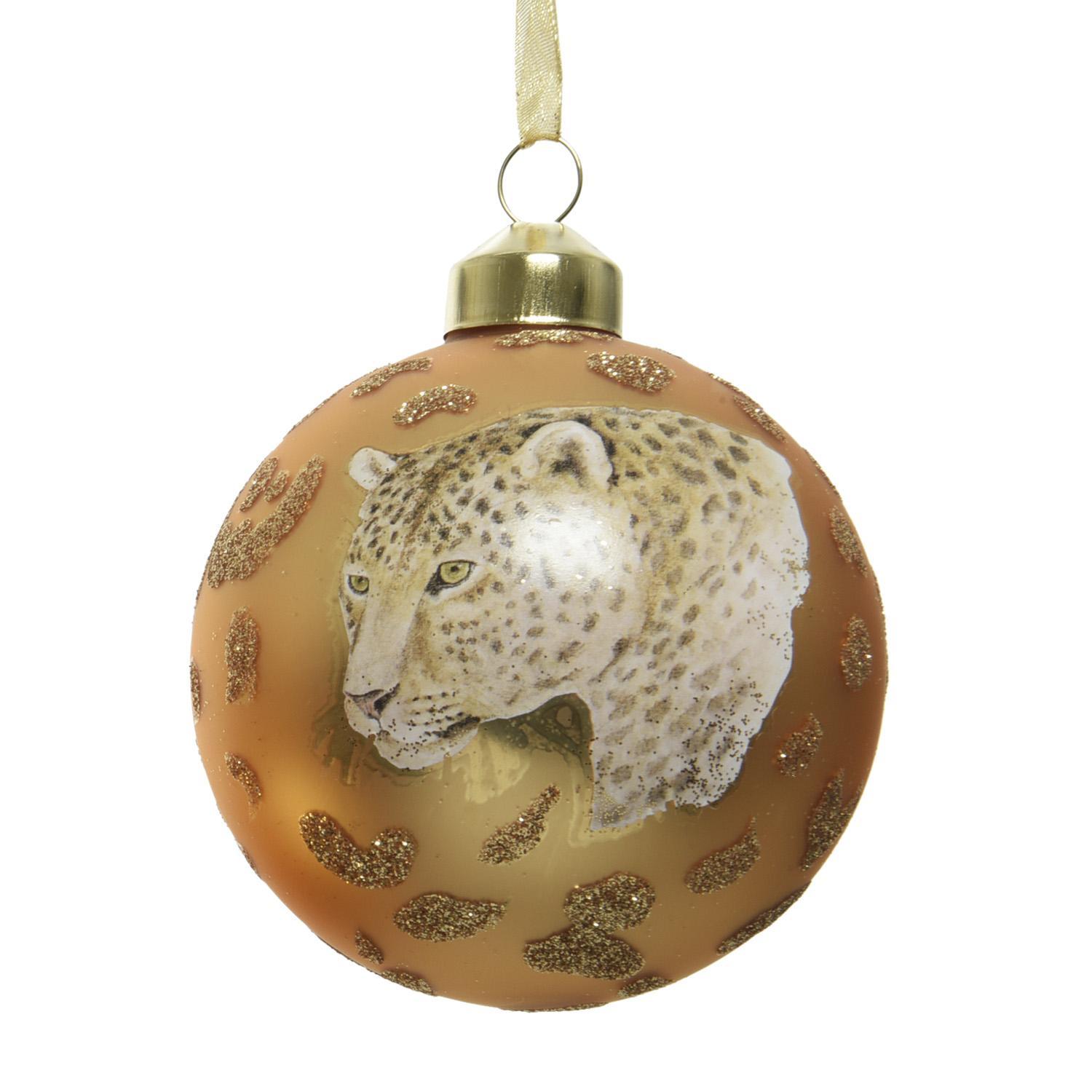 Шар стекло золотой матовый жираф/зебра/леопард d8см 3 в ассорт