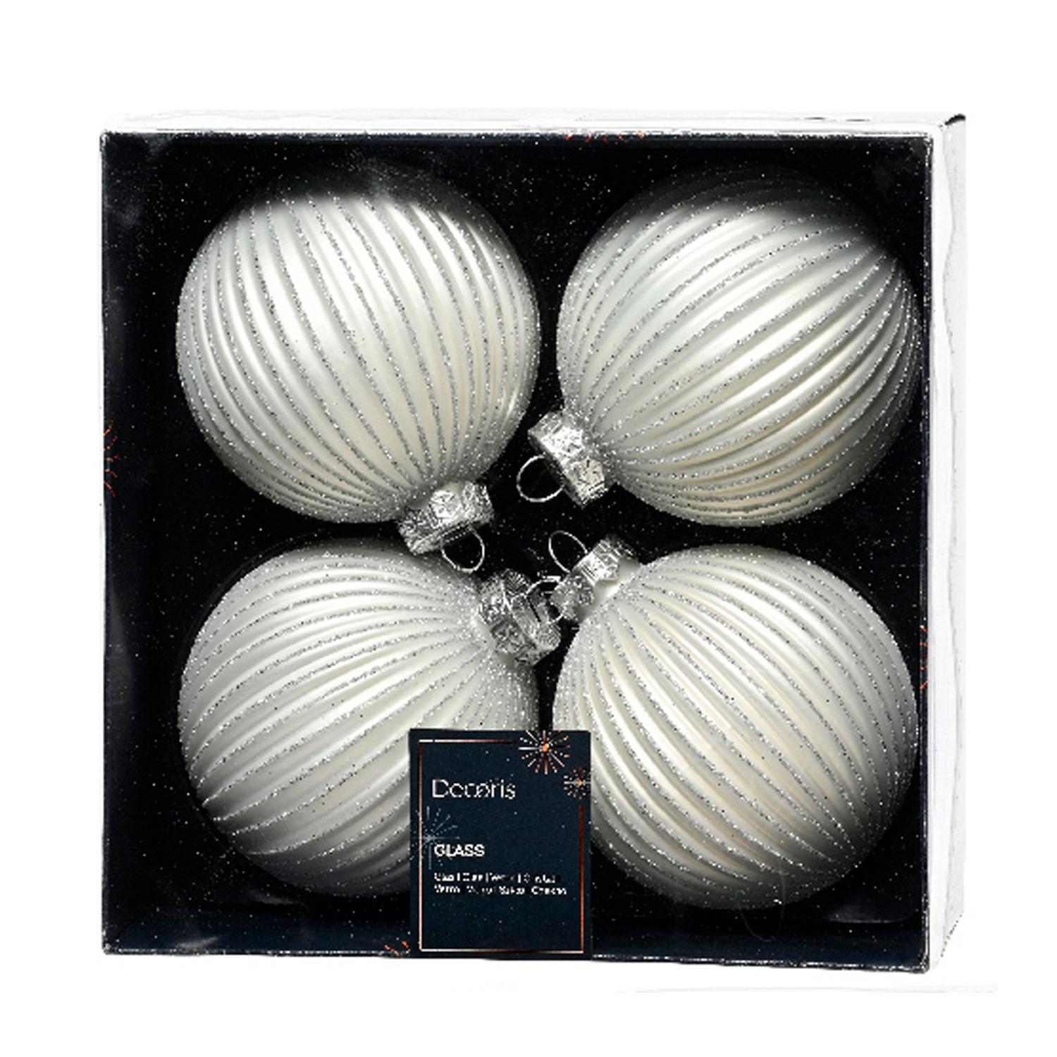 Шар стекло белый матовый ребристый d8см 4шт/уп