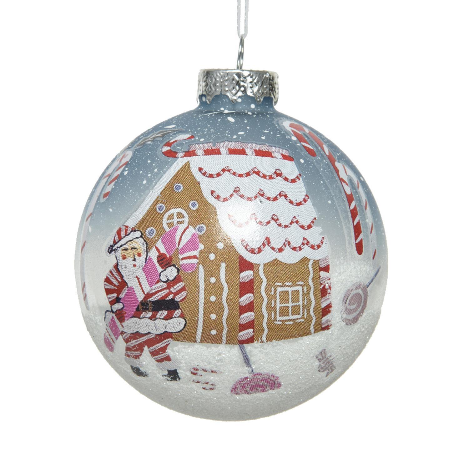 Шар стекло с домиком и сантой d8см 3шт/уп