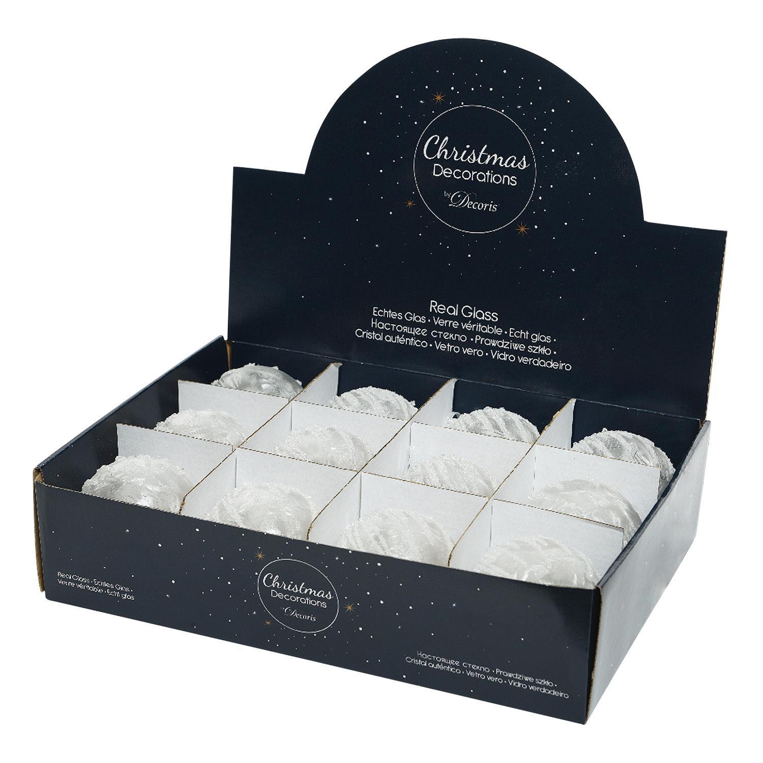 Шар стекло заледенелый с ледяными бусинками d8см