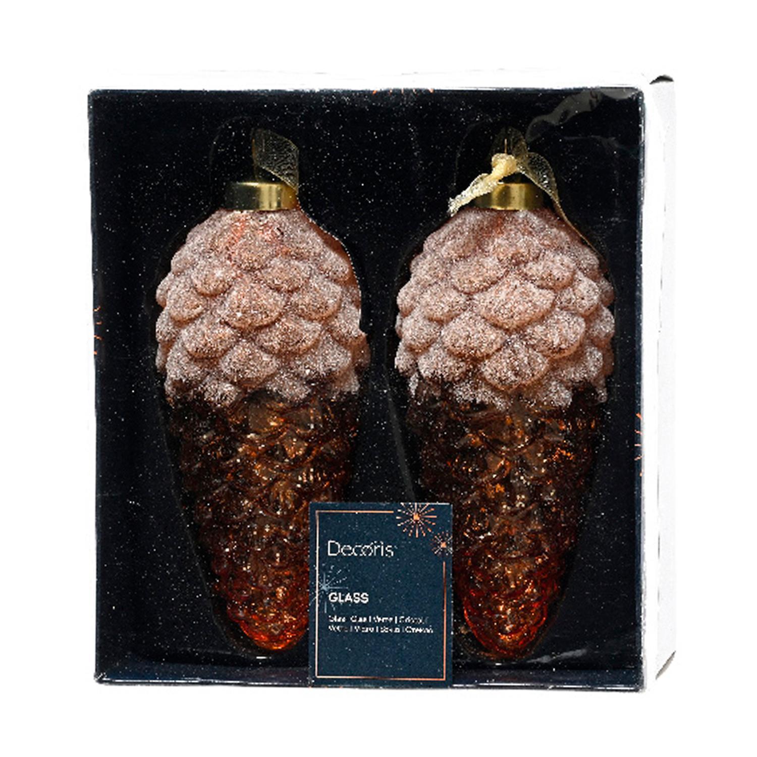 Декор Шишки стекло медный заснеженный d6х12см 2шт/уп