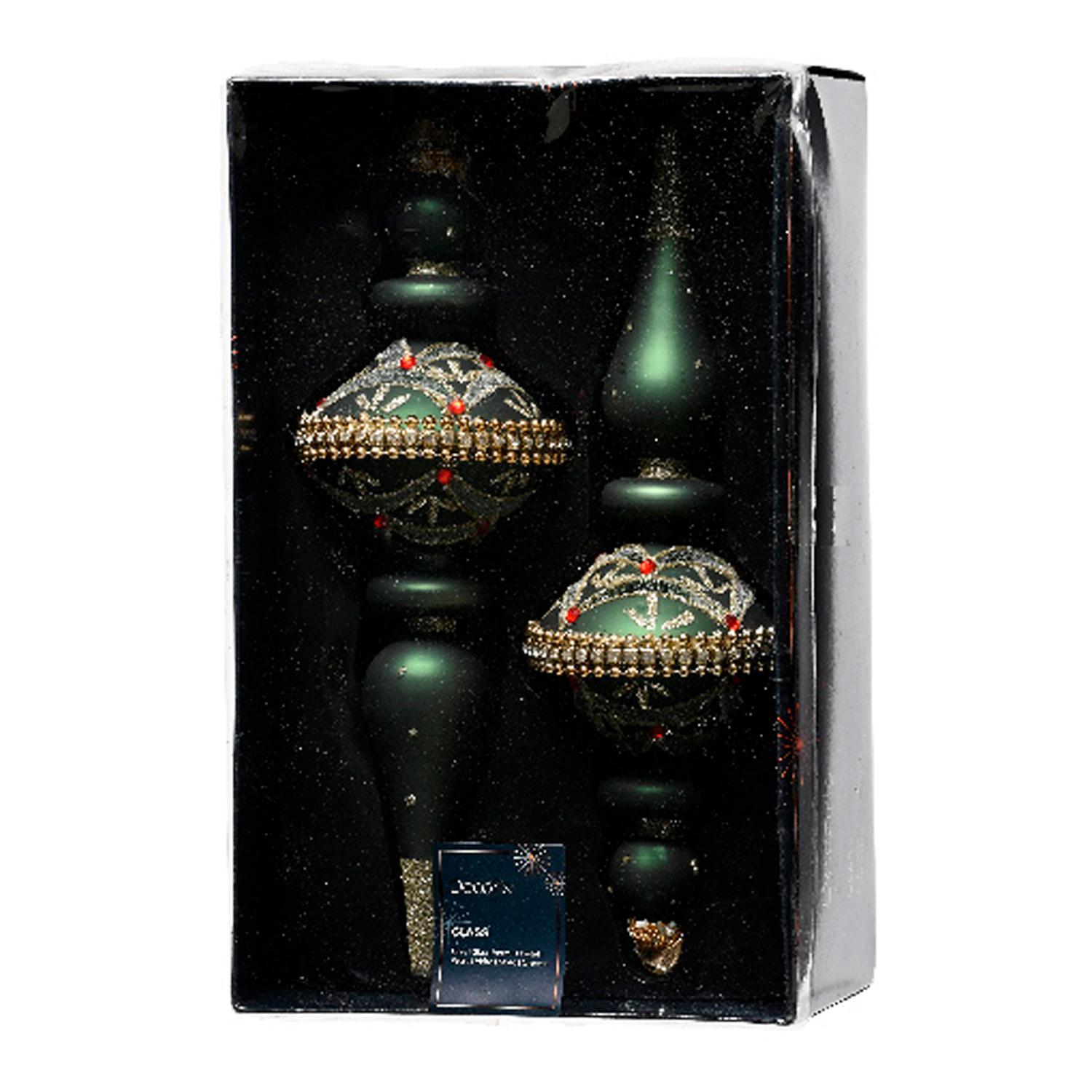 Декор Подвеска античная стекло зеленая со стразами d8х24см 2шт/уп