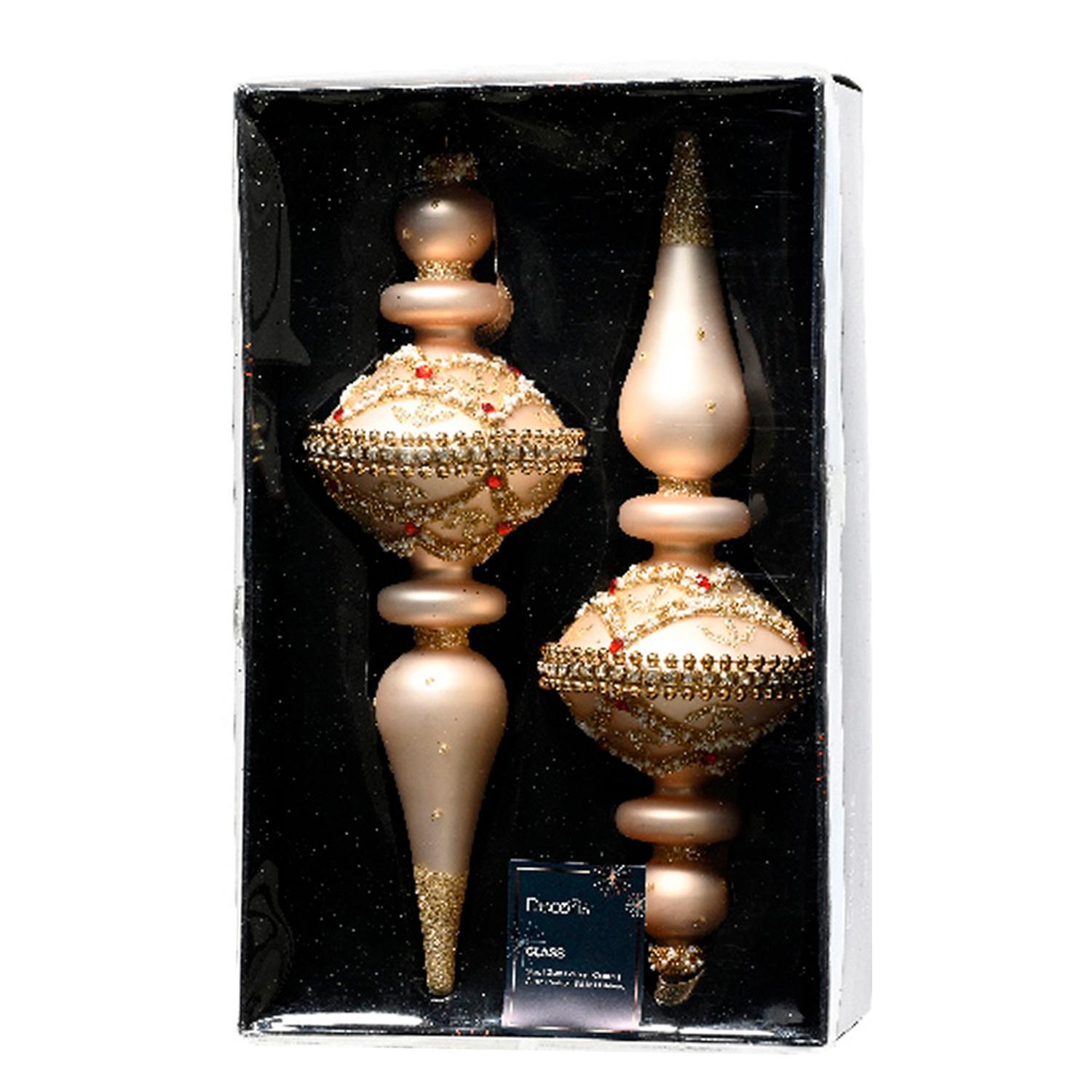 Декор Подвеска античная стекло перламутровая со стразами d8х24см 2шт/уп