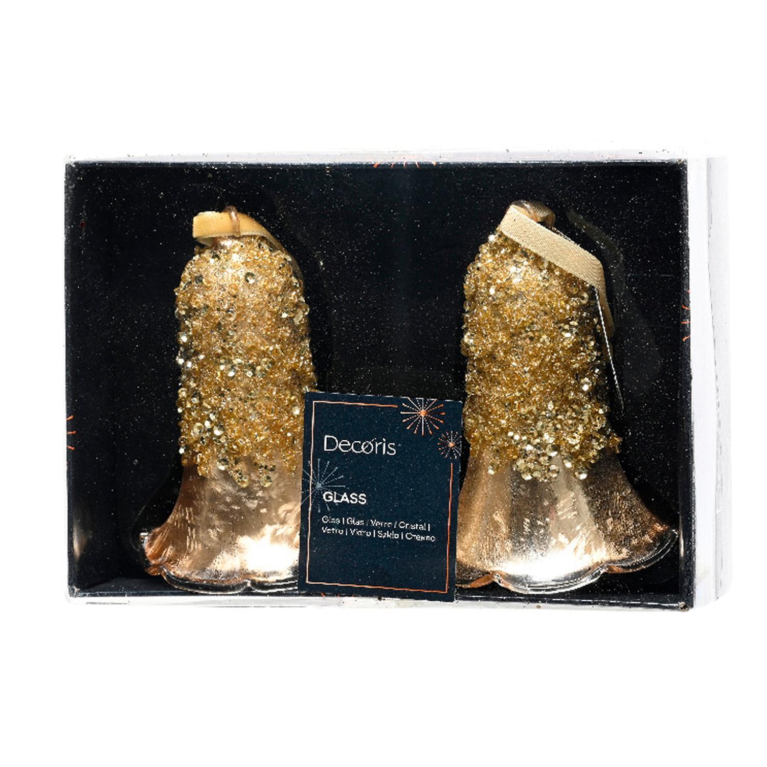 Декор Колокольчик стекло золотистый с золотыми блестками d7х8см 2шт/уп