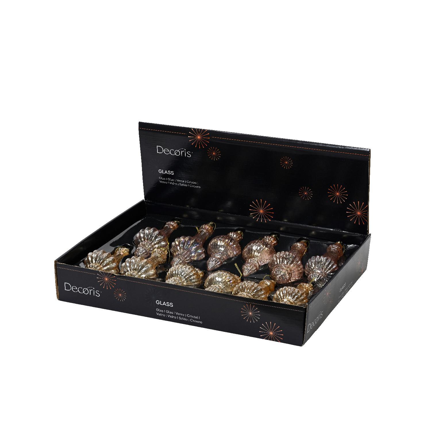 Декор Подвеска стекло прозрачная розовая/перламутровая с блестками d6х15см 6 в ассорт