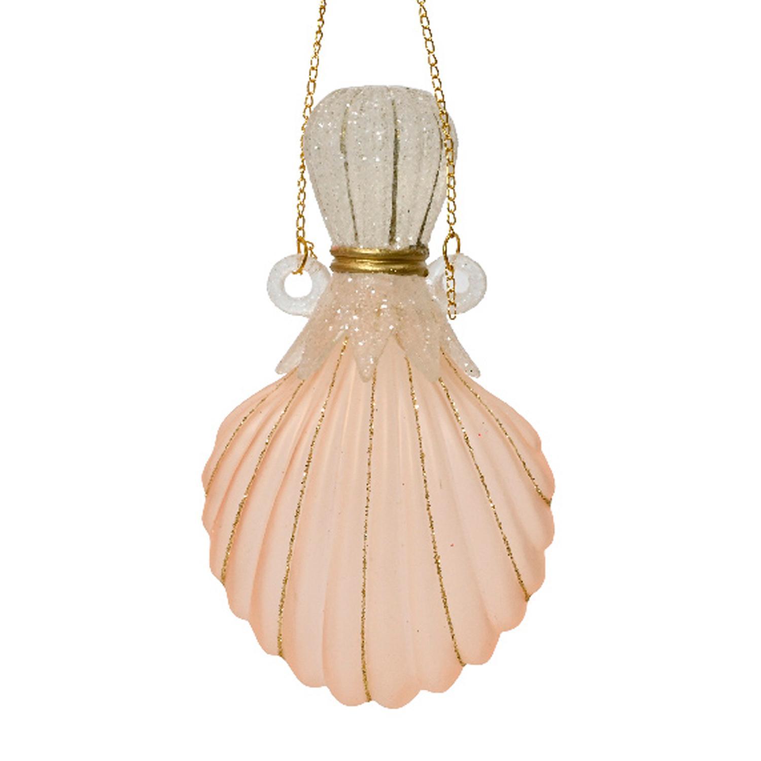 Декор Флакон для духов Ракушка вытянутая кремовая матовая с золотыми линиями d8х12см