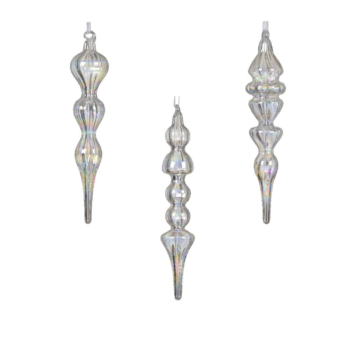 Декор Подвеска Орнамент стекло прозрачная ирис 18см 3 в ассорт