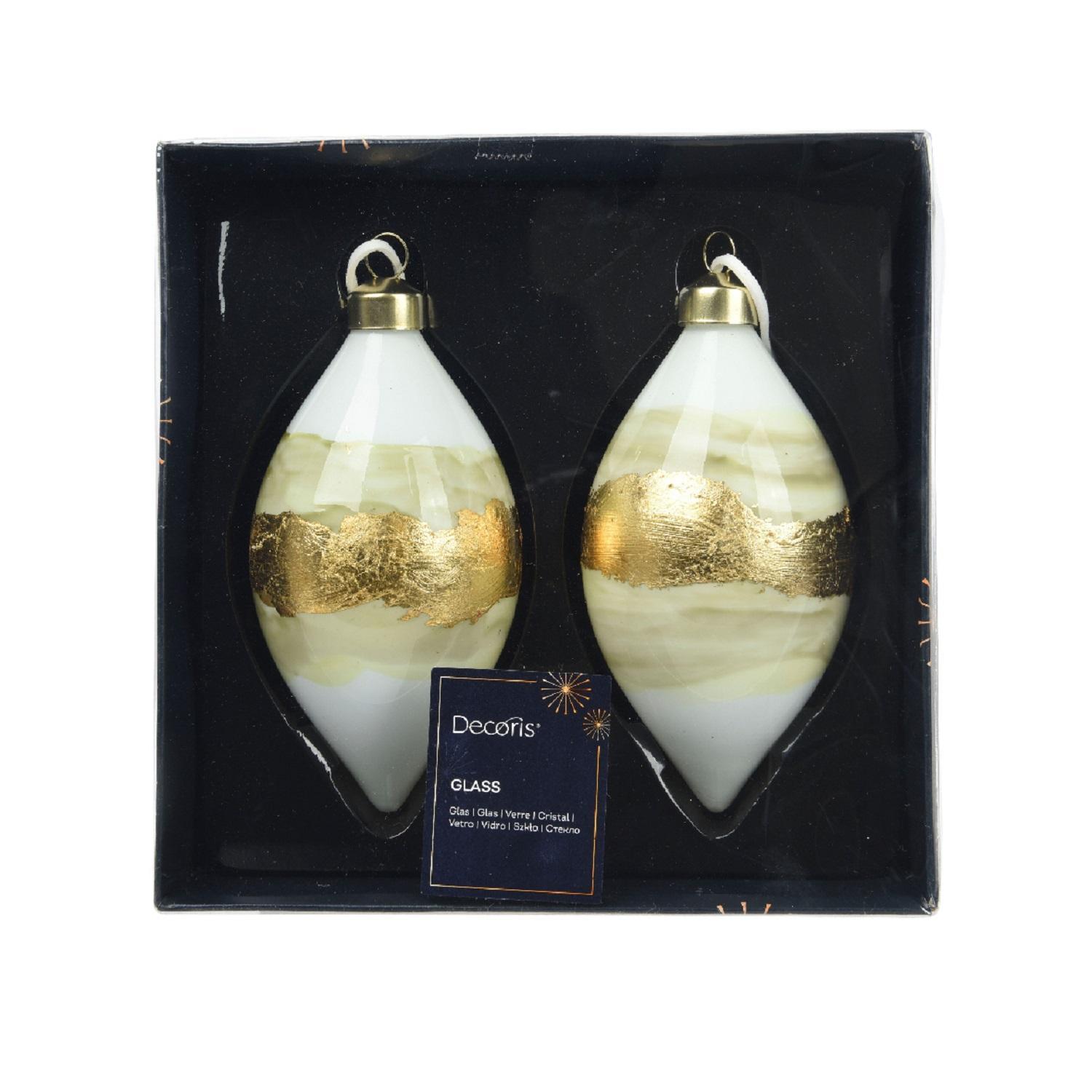 Декор Конус стекло белый с золотистой линией 10см 2шт/уп