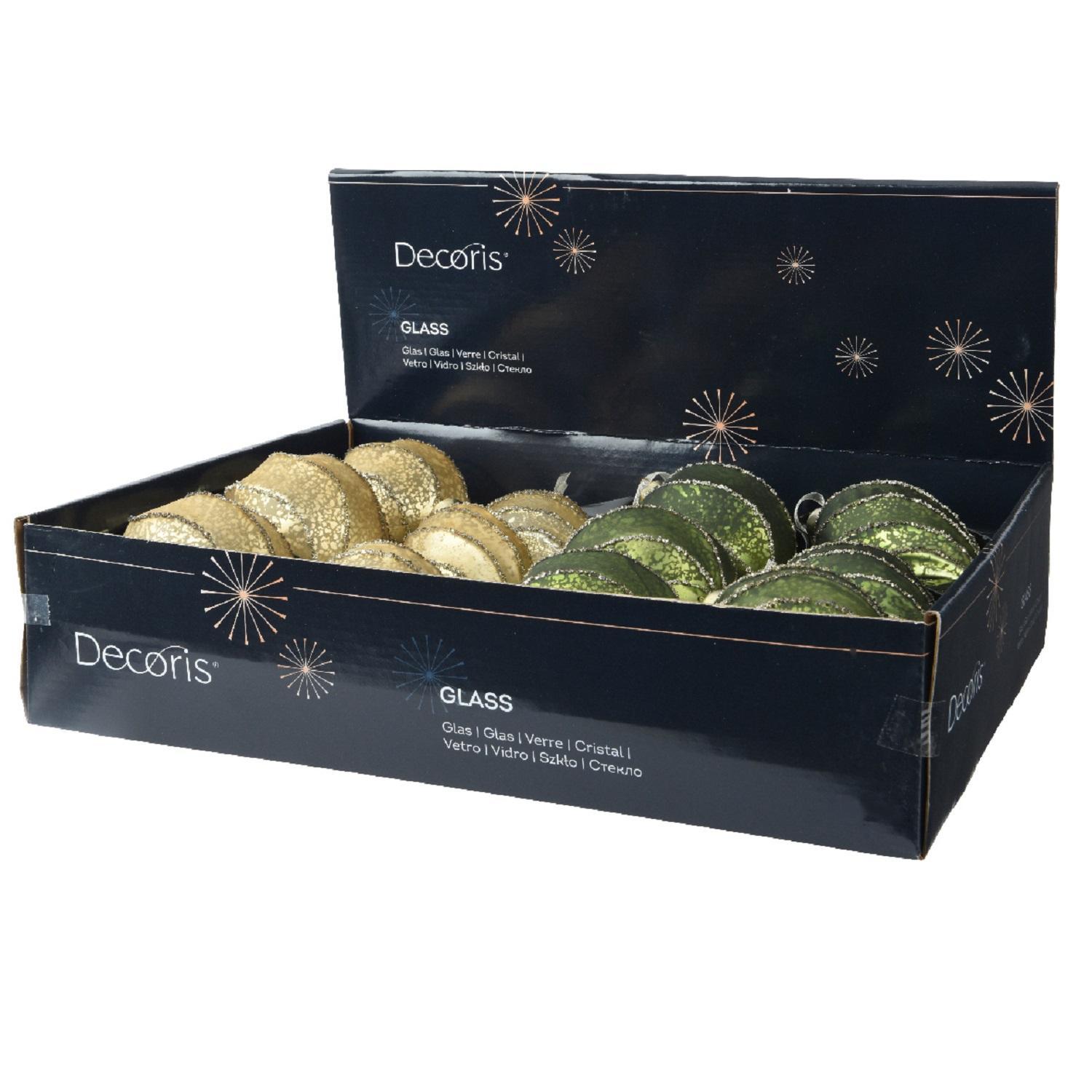 Шар/ Олива стекло перламутровый/зеленый d8см 4 в ассорт