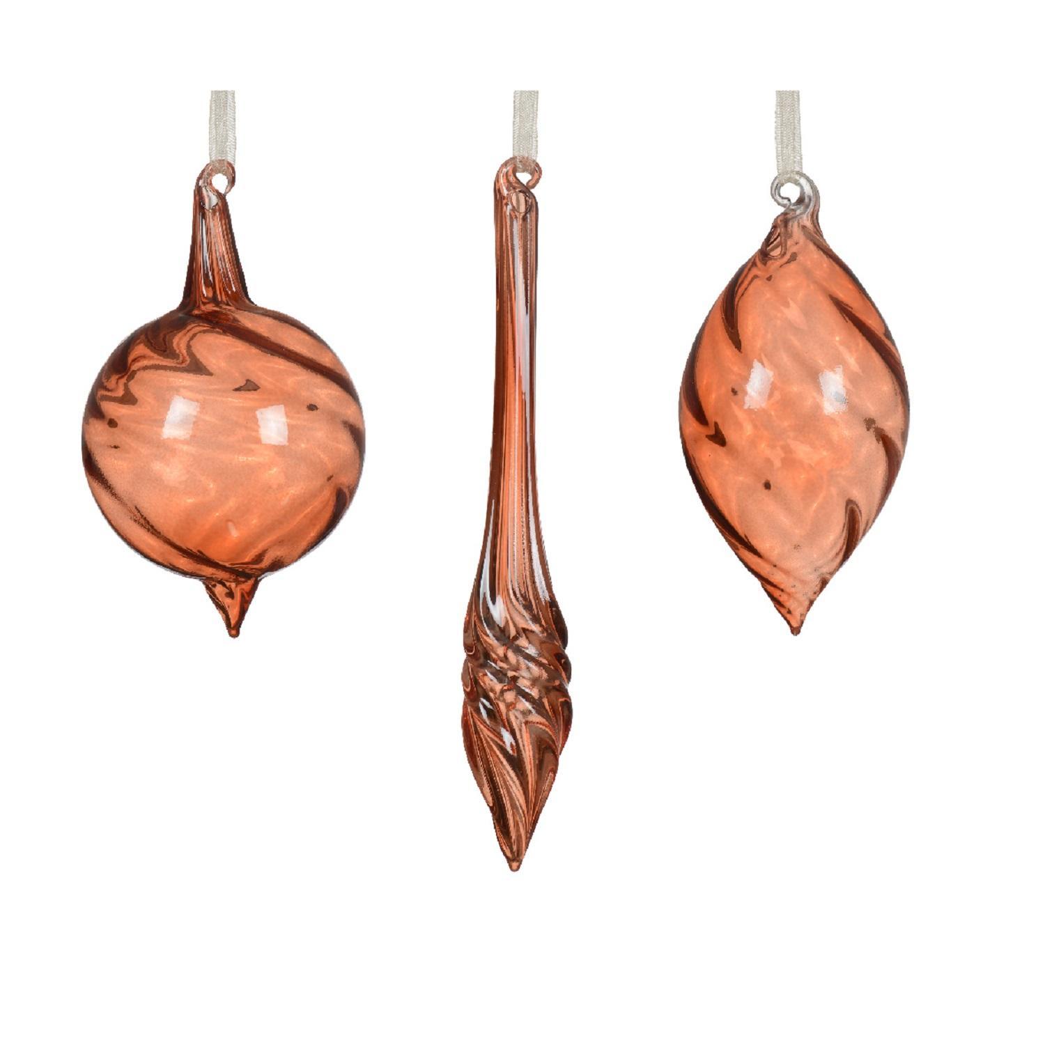 Декор Луковица/Олива/Орнамент стекло коньячная 6,5х13,5см 3 в ассорт