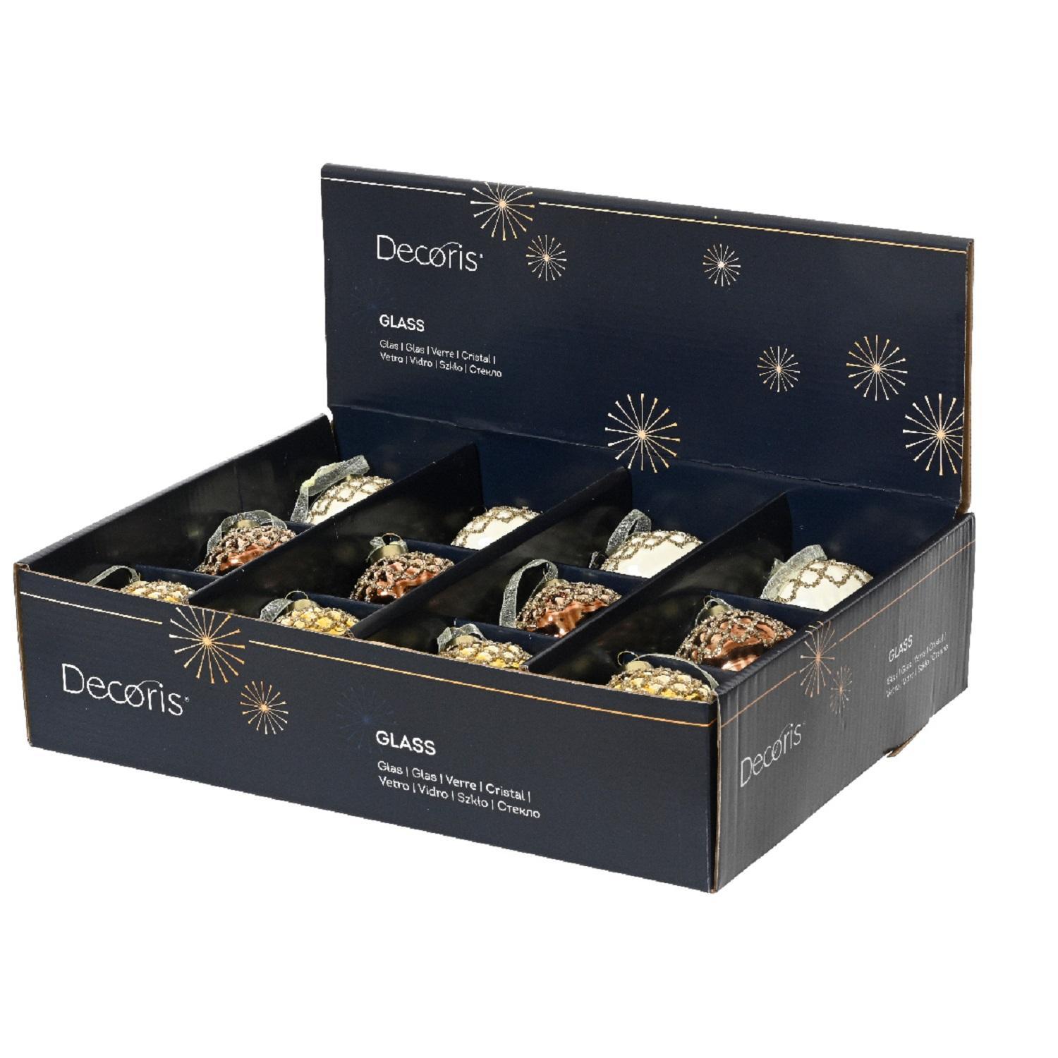 Декор Желудь стекло коричневый/золотистый/белый 9х6,5см 3 в ассорт