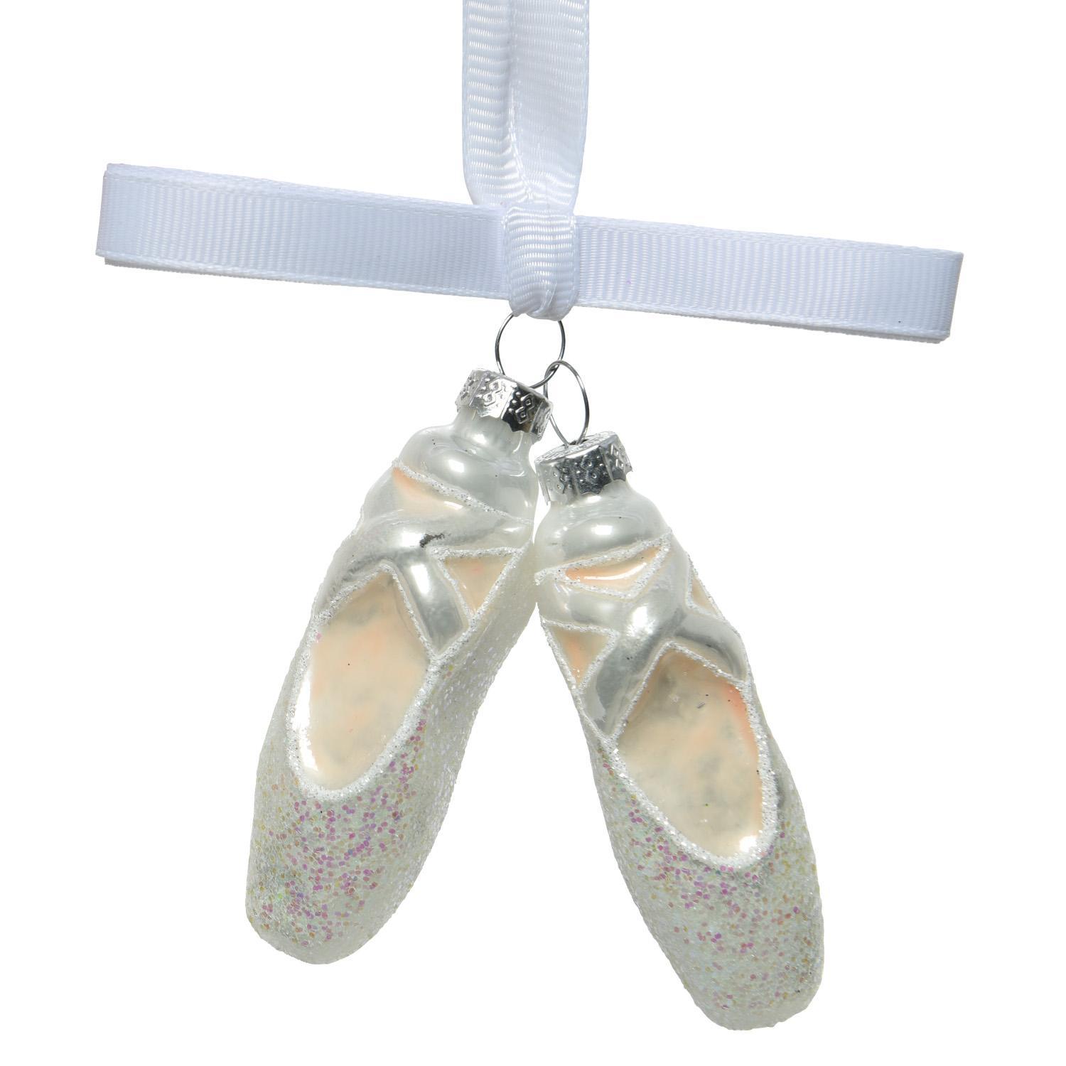 Декор Балетки стекло светло-розовые/белые d7,5см 2 в ассорт