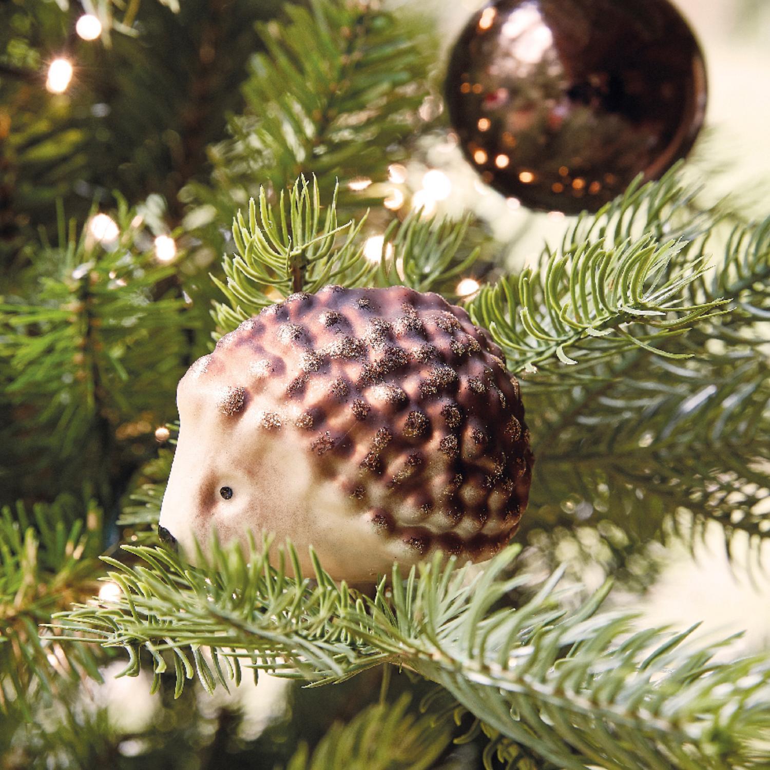 Декор Ежик стекло коричневый матовый на клипсе 5,5х7х7,5см