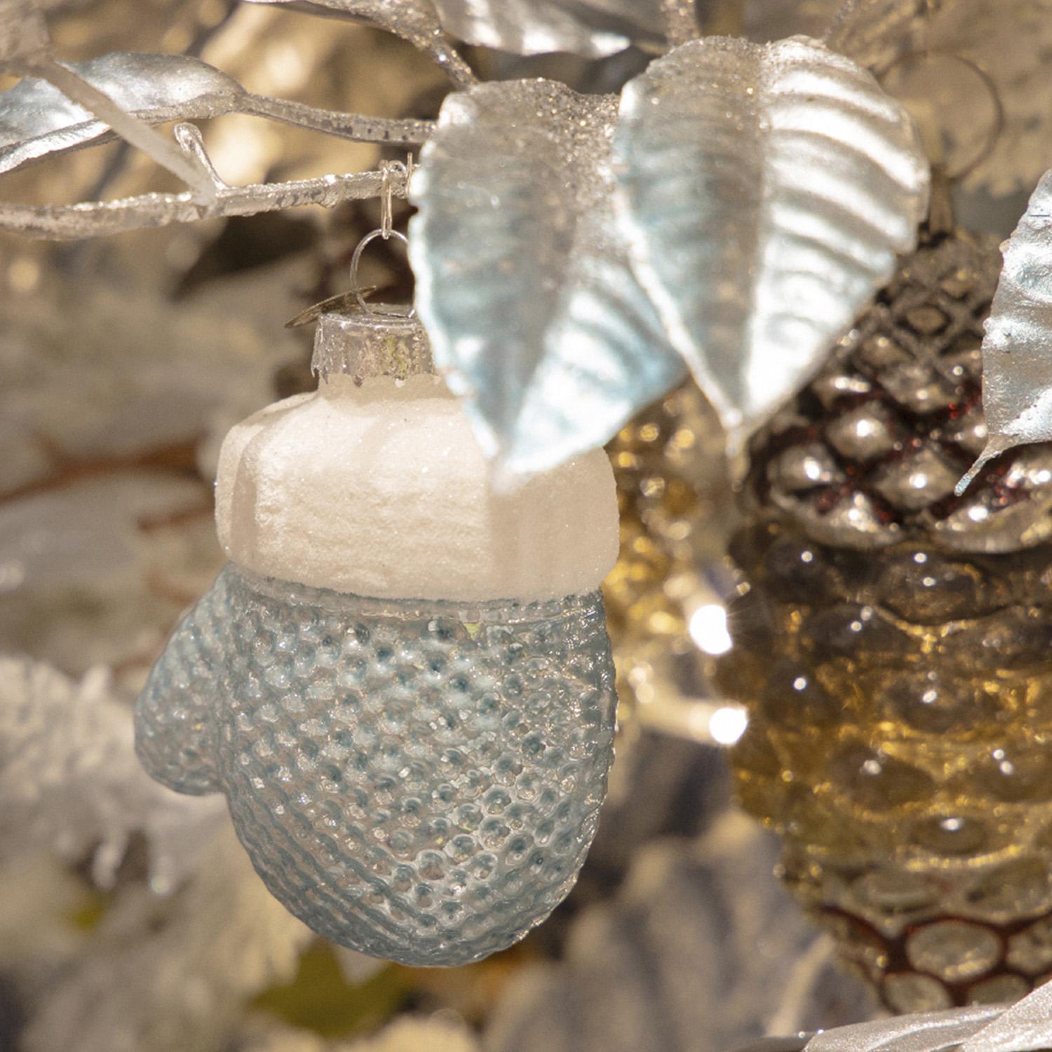 Декор Варежка стекло 8см 2шт /уп 3 в ассорт