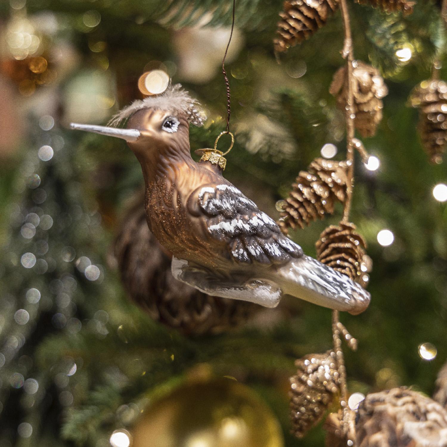 Декор Птица стекло коричневая 14см