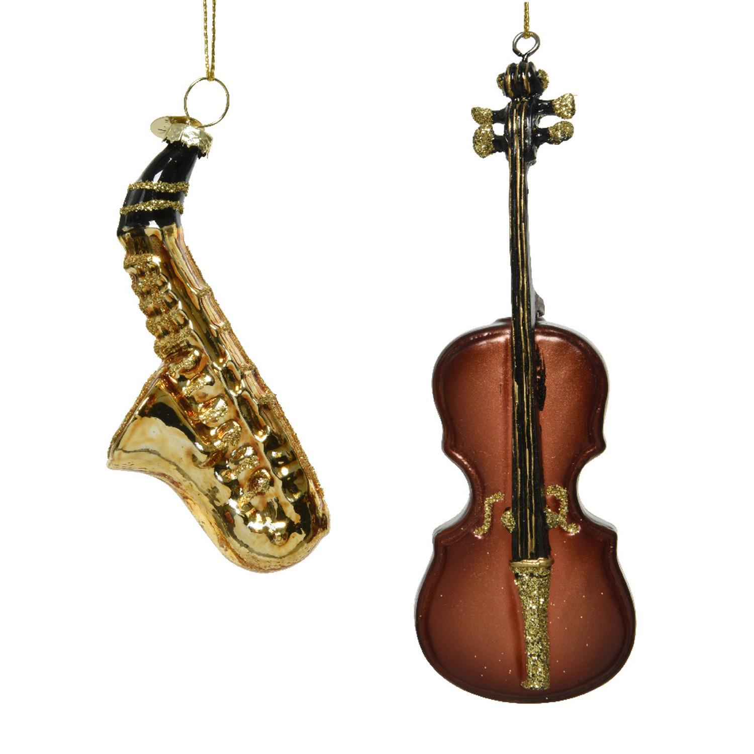 Декор Саксофон/ Виолончель стекло коричневый 12см 2 в ассорт