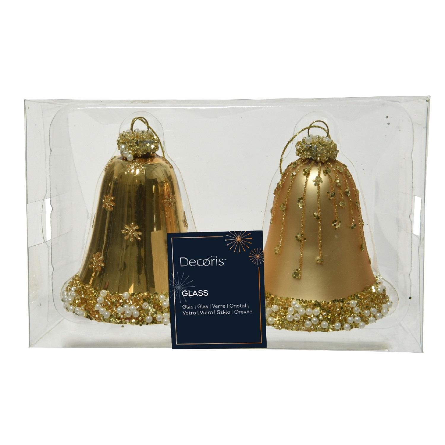 Декор Колокольчик стекло золотой 6,5х8см 2шт/уп