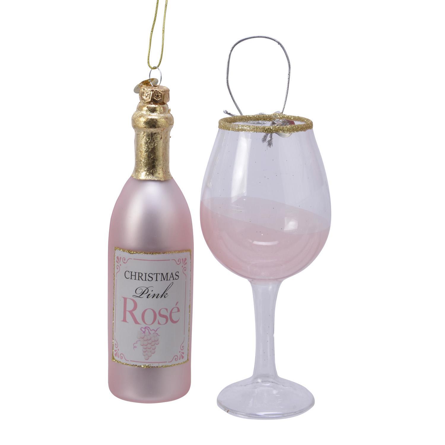 Декор Вино и бокал стекло 2шт/уп 13,5см 3 в ассорт