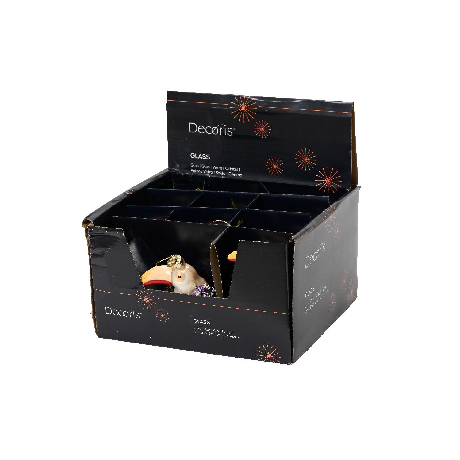 Декор Тукан стекло розовый с бисером, блестками и пайетками 7,5х5х12,5см