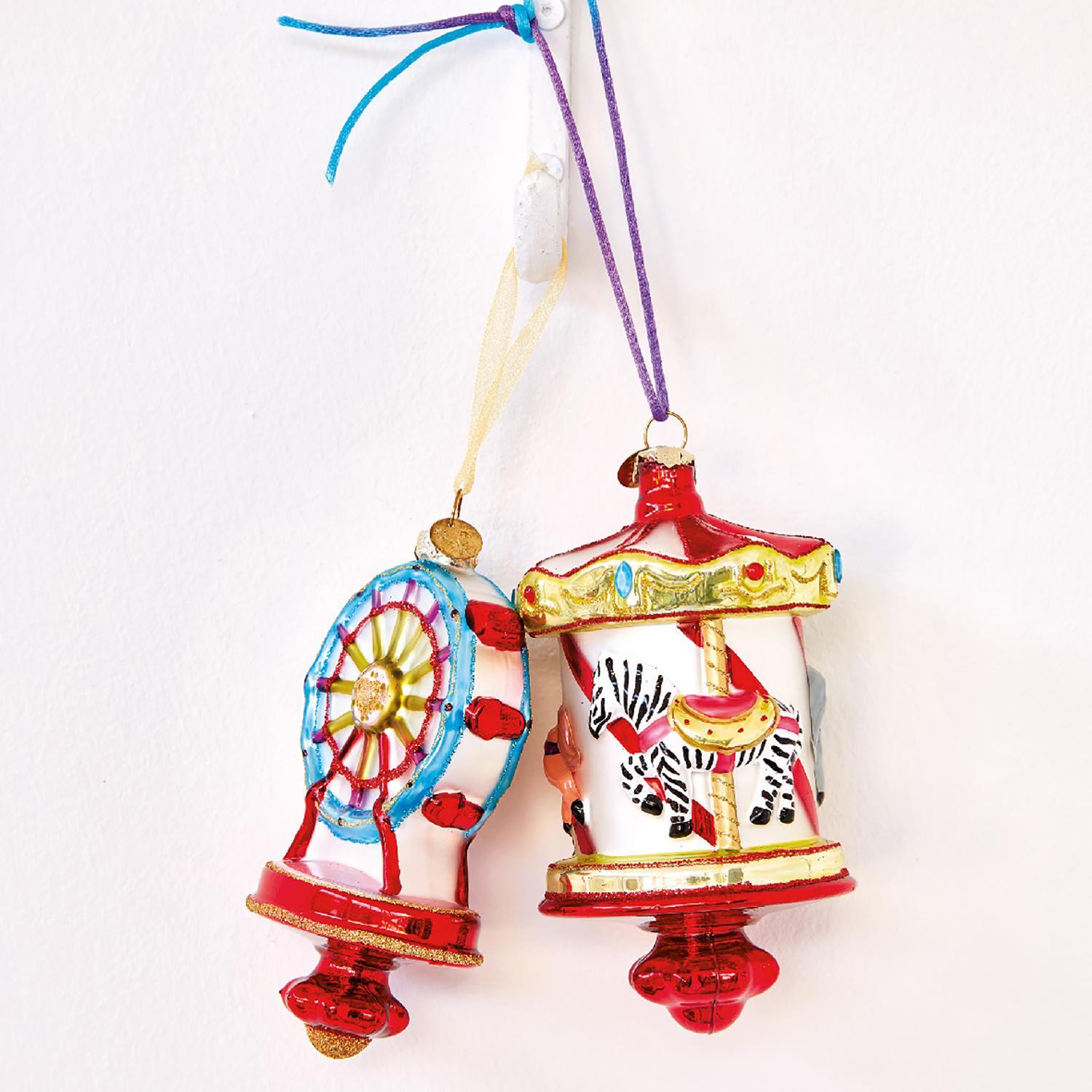 Декор Карусель Лошадки стекло с блестками d7,5х13,5см