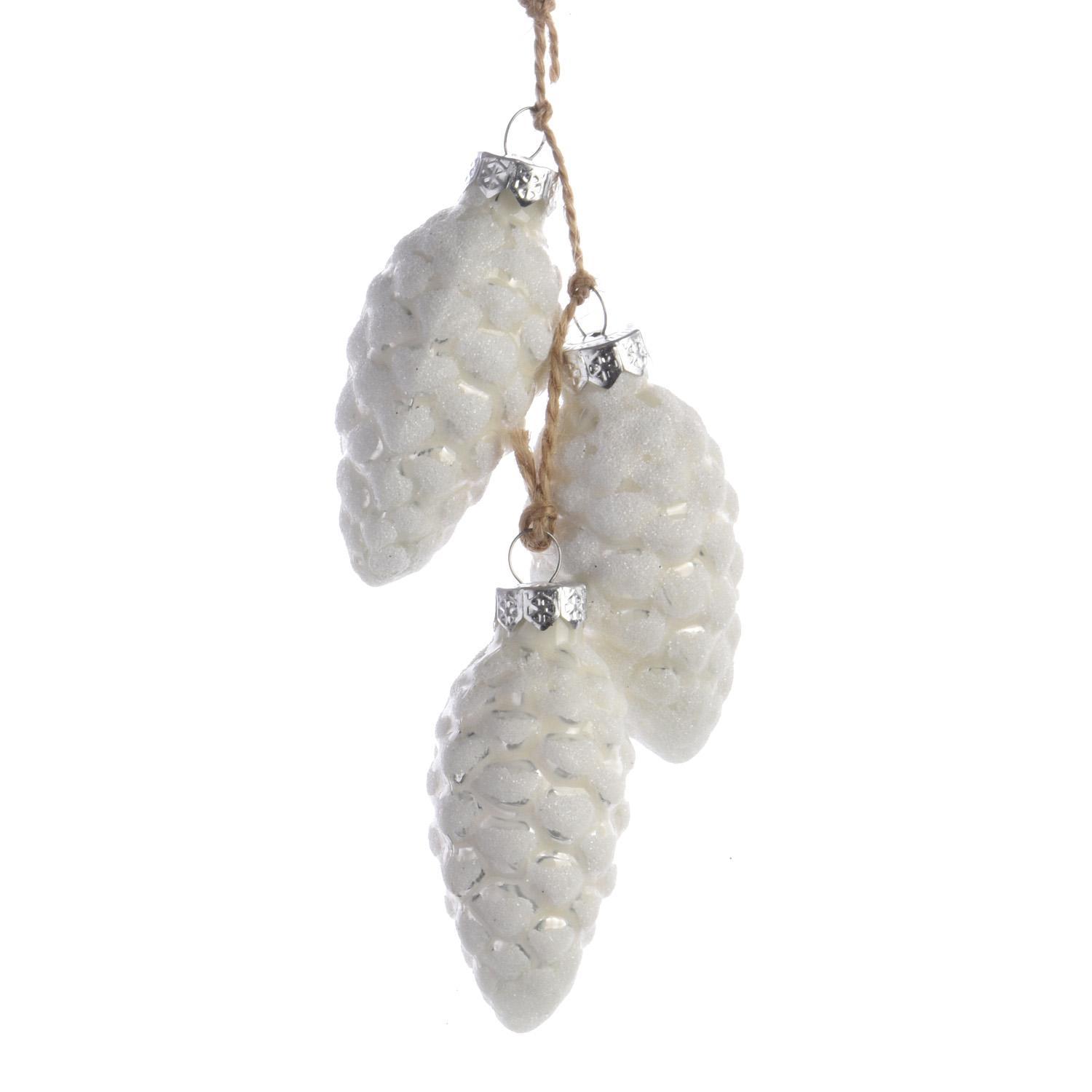 Декор Шишка стекло кремов/коричнев/шоколадная в связке 6см