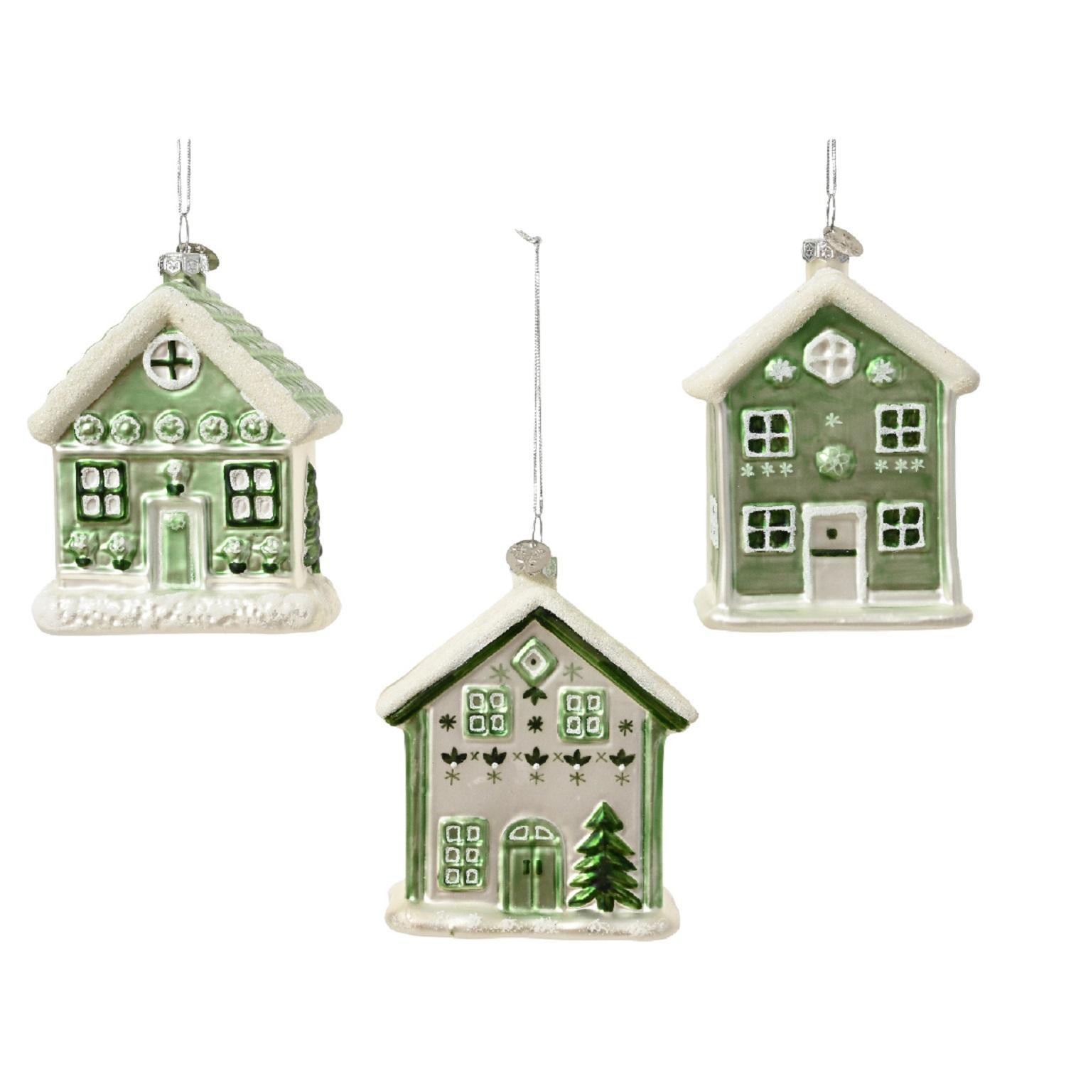 Декор Домик стекло светло-зеленый 10х7,8см 3 в ассорт