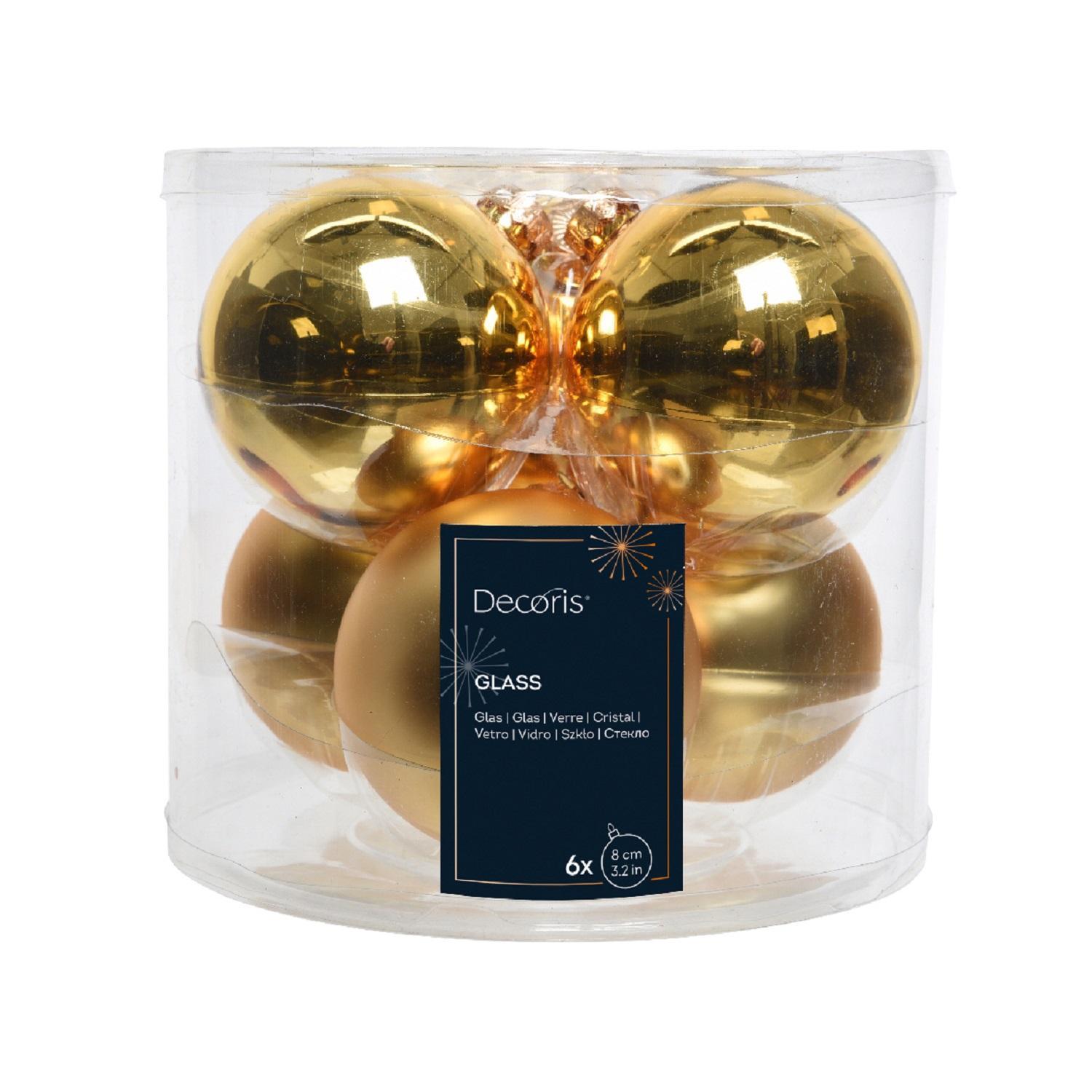 Шар стекло золотой d8см 6шт/уп