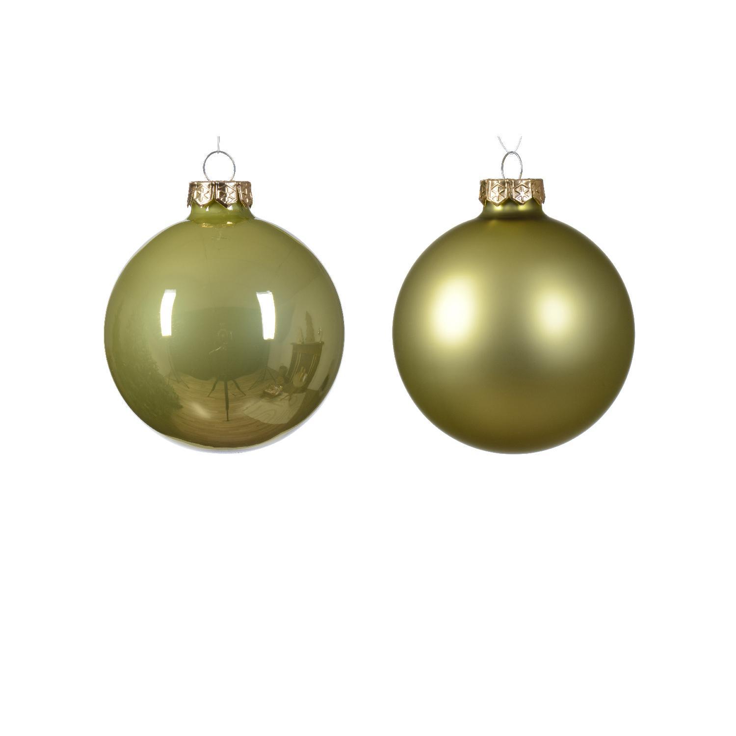 Шар стекло фисташковый эмаль/матовый d8см 6шт/уп