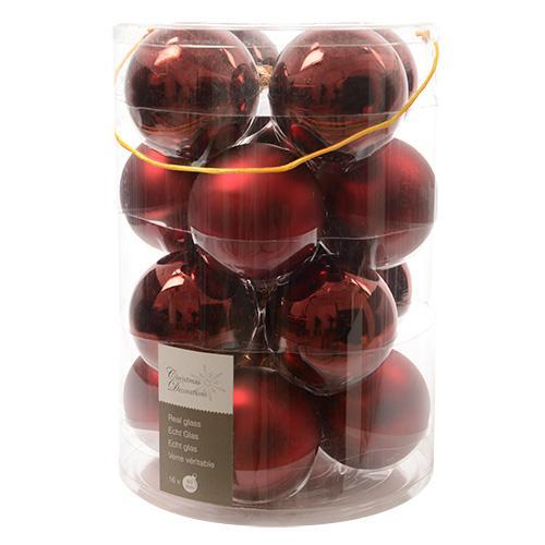 Шар стекло бордовый глянцевый/матовый d8см 16шт/уп