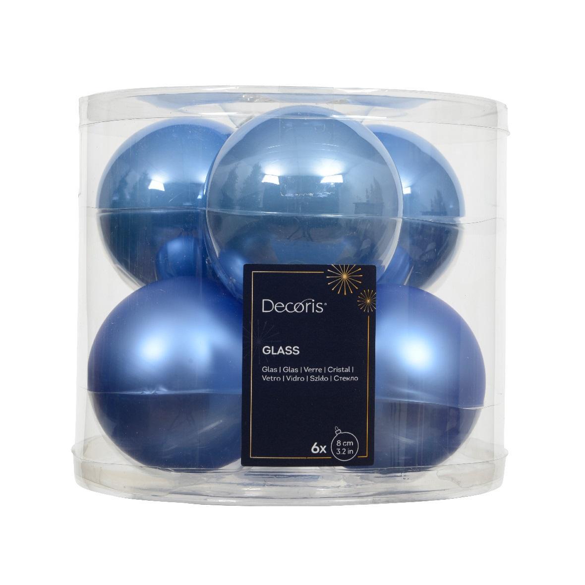 Шар стекло небесно-голубой  матовый/глянцевый d8см 6шт/уп