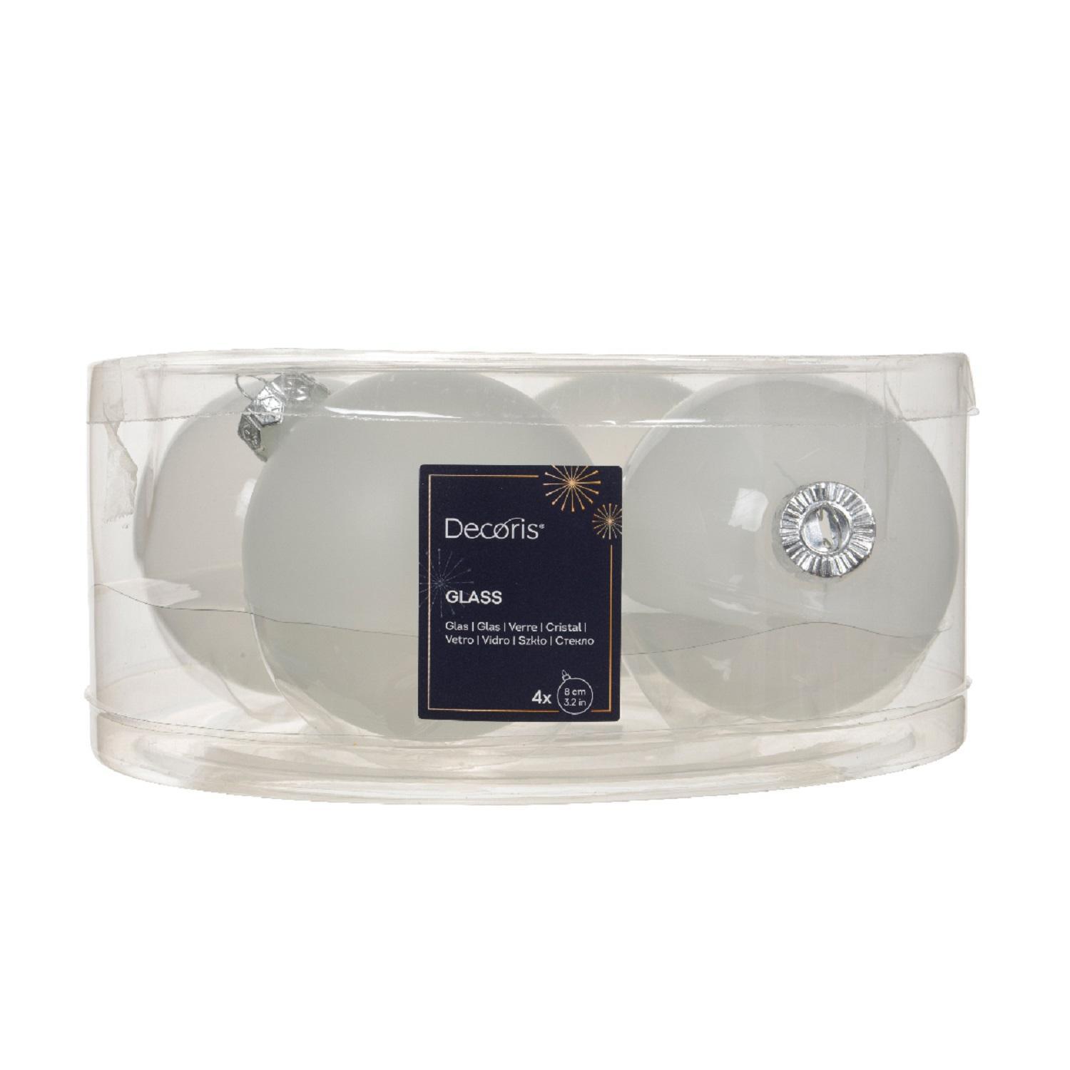 Шар стекло белый матовый d8см 4шт/уп